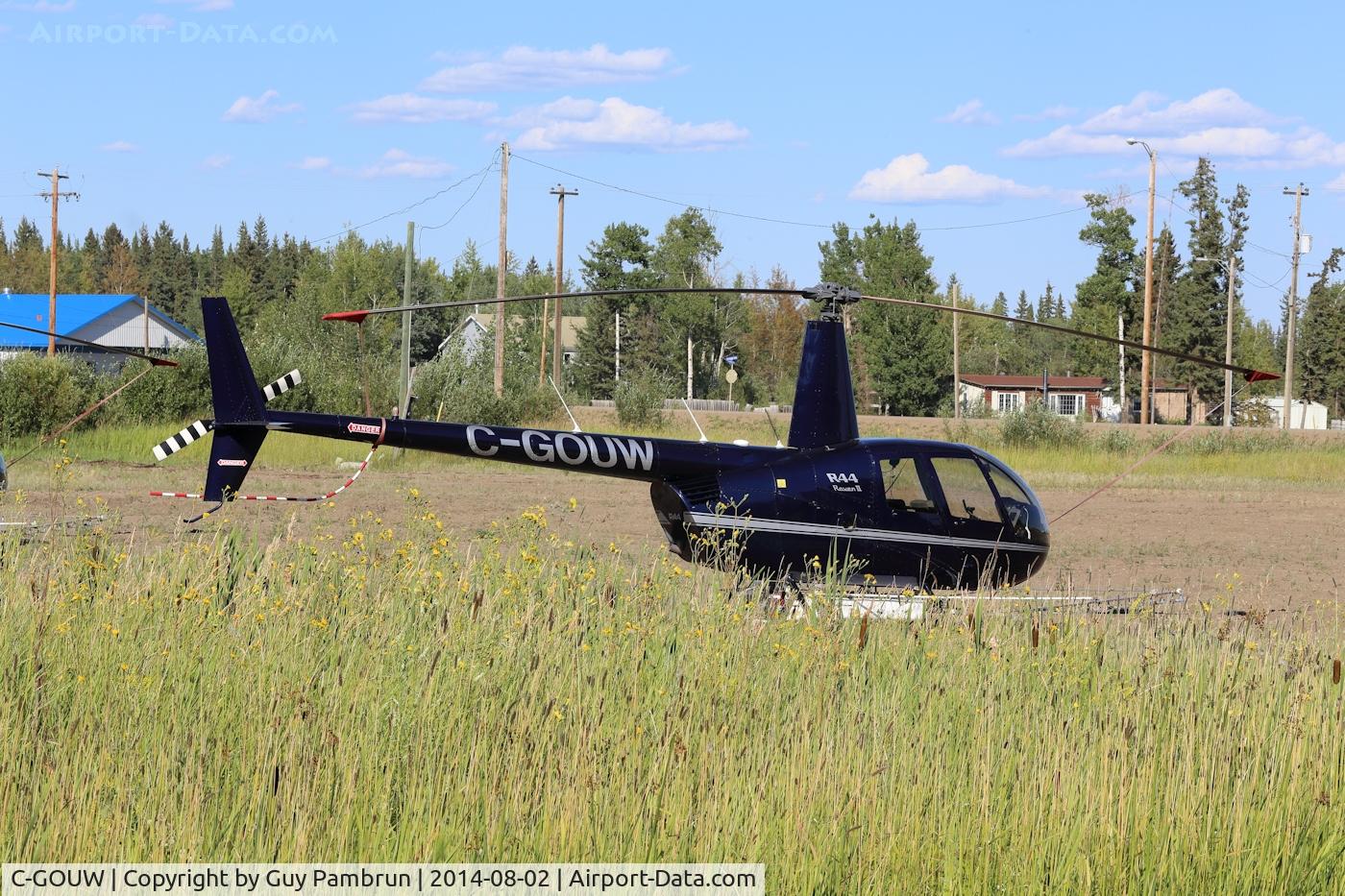 C-GOUW, 2009 Robinson R44 II C/N 12937, On standby for forest fire detail in Zama City, Alberta