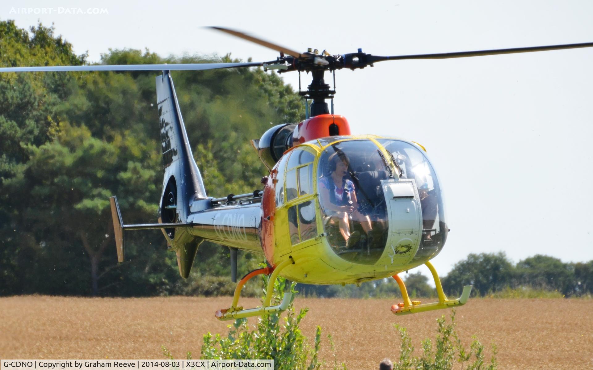 G-CDNO, 1975 Westland SA-341B Gazelle AH1 C/N 1385, Landing at Northrepps.