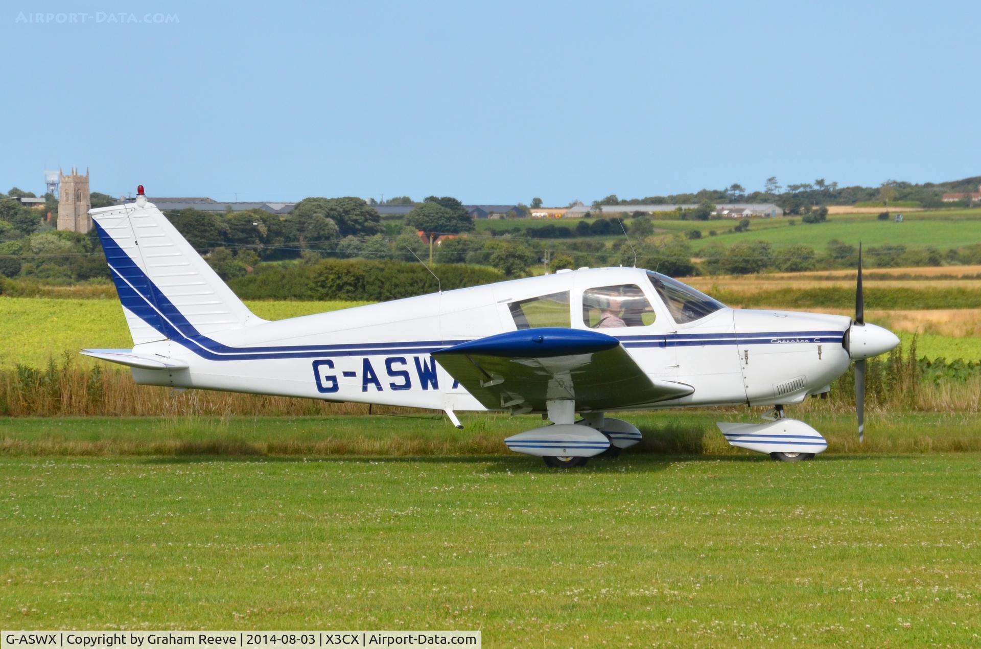 G-ASWX, 1964 Piper PA-28-180 Cherokee C/N 28-1932, Just landed at Northrepps.