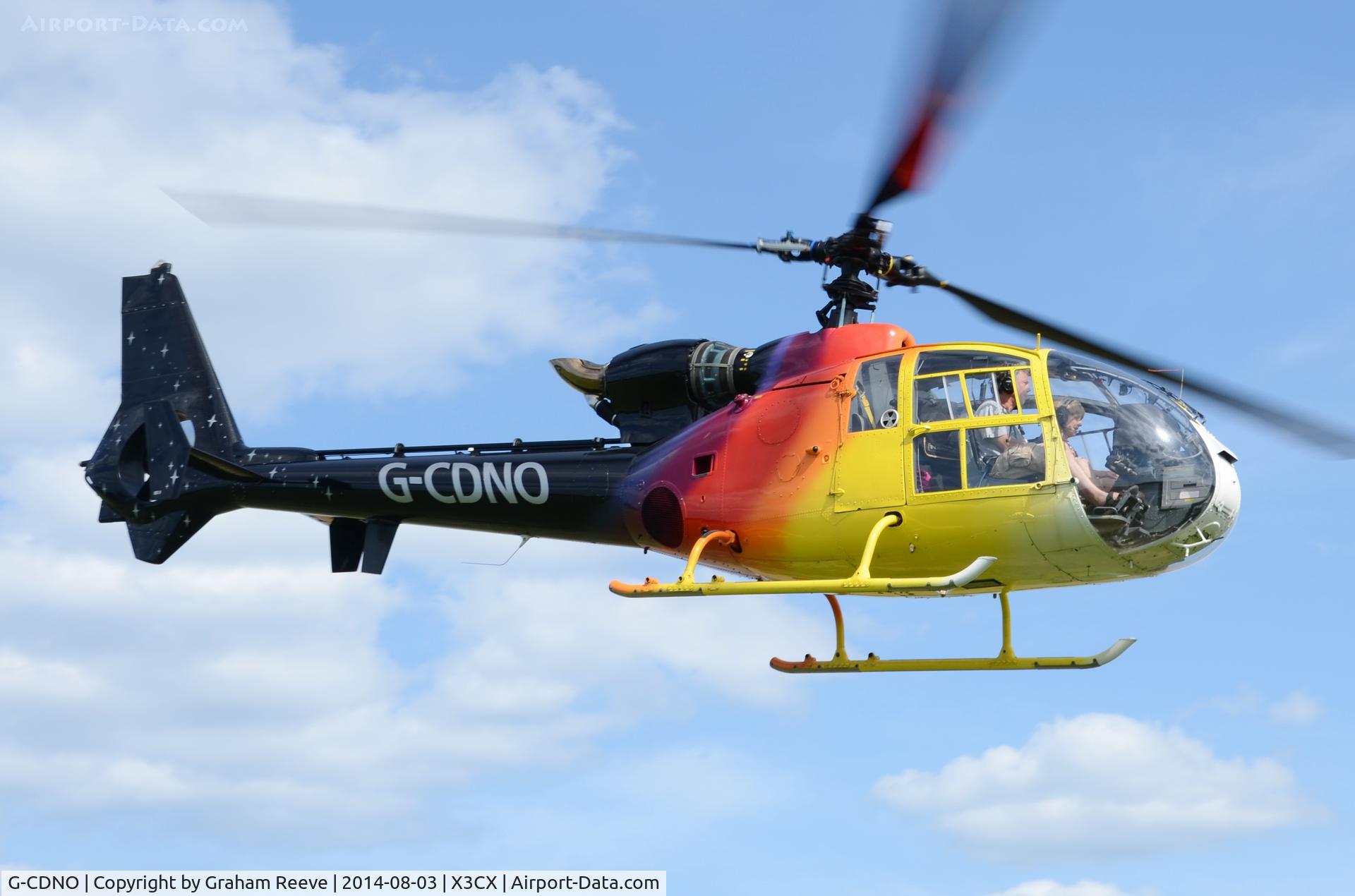 G-CDNO, 1975 Westland SA-341B Gazelle AH1 C/N 1385, Departing from Northrepps.