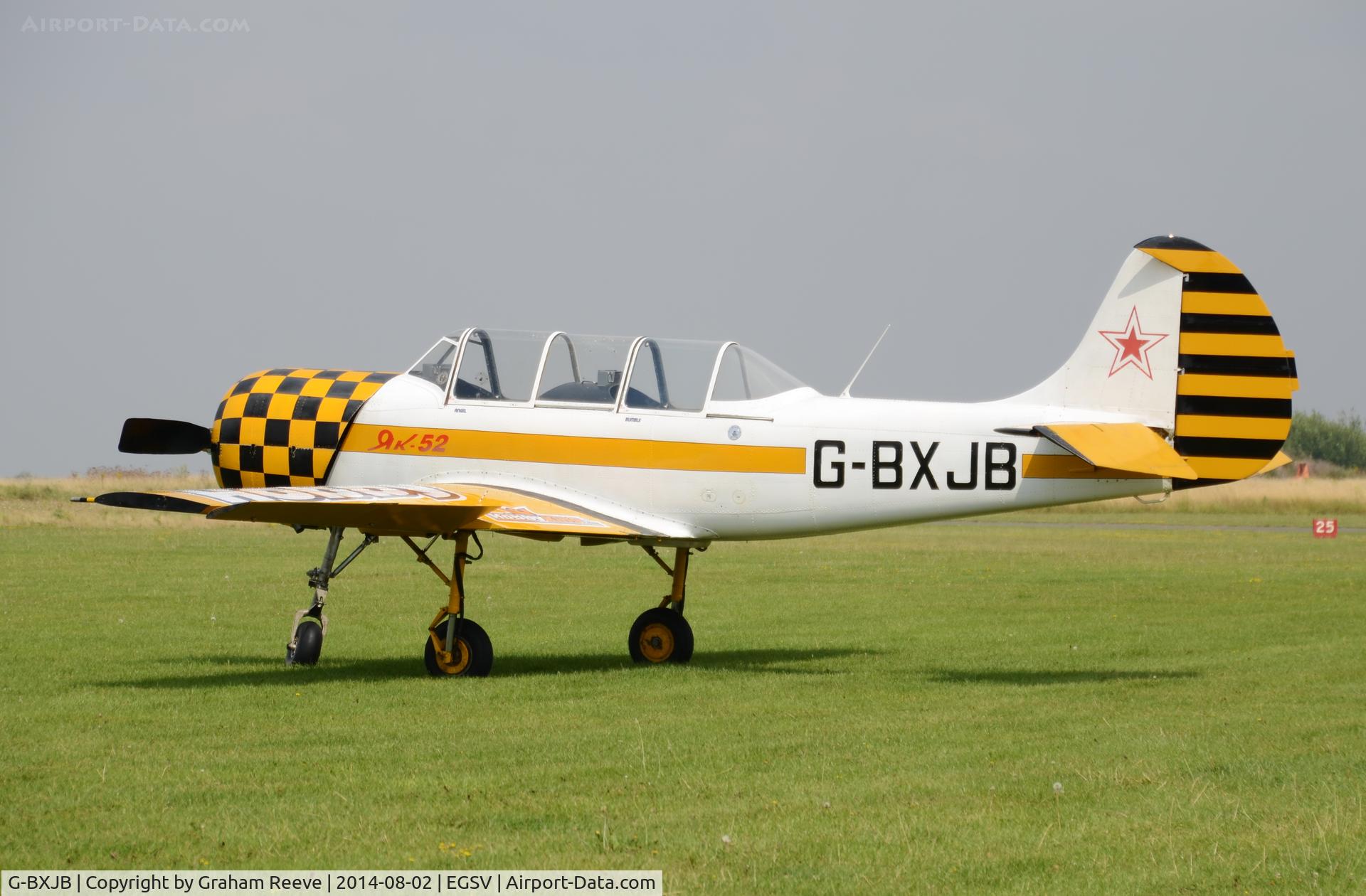 G-BXJB, 1987 Bacau Yak-52 C/N 877403, Parked at Old Buckenham.