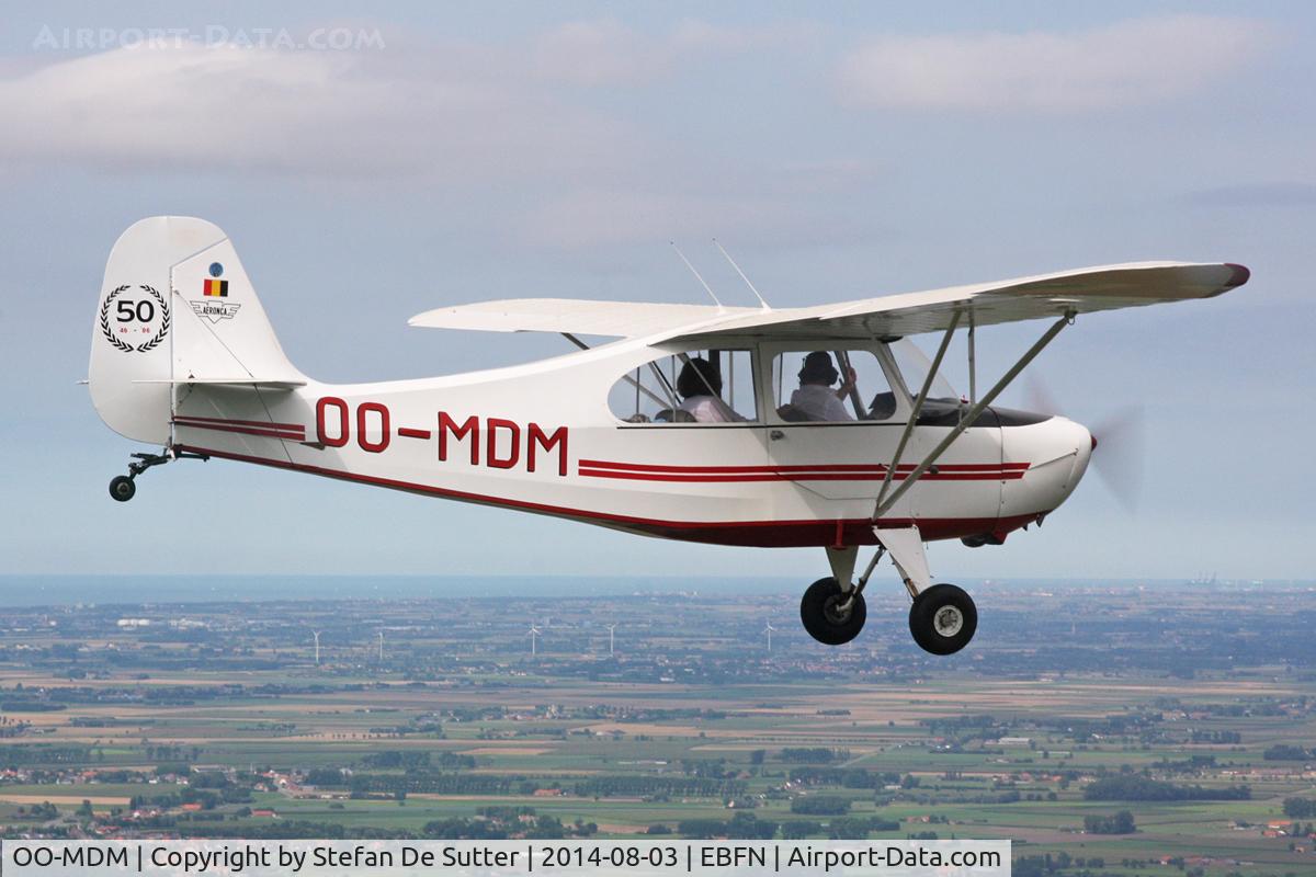 OO-MDM, 1946 Aeronca 7AC Champion C/N 7AC-3623, Returning from Koksijde Fly-in. Picture taken from Piper PA-18-150 G-NETY.