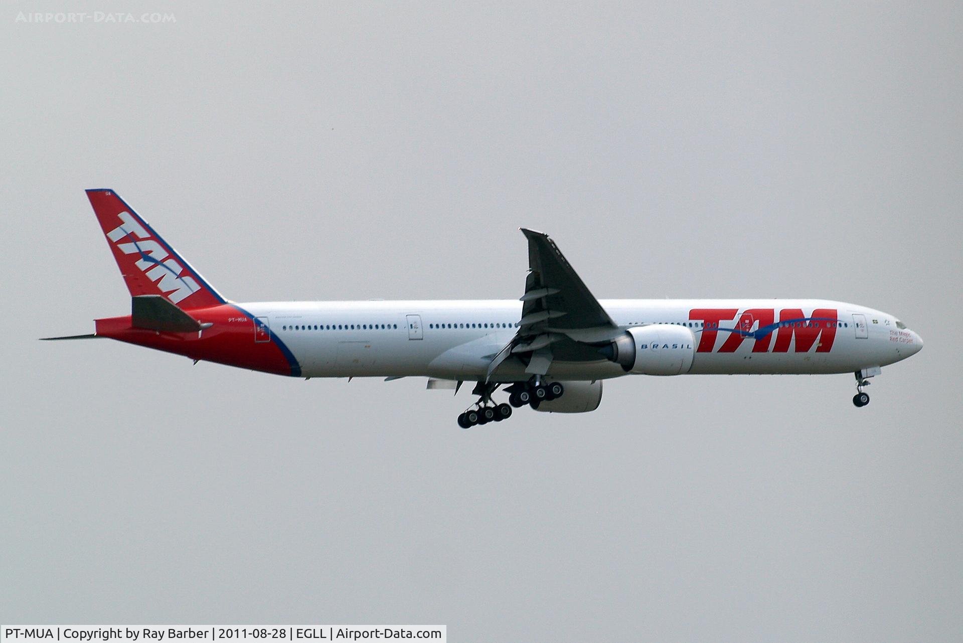 PT-MUA, 2008 Boeing 777-32W/ER C/N 37664, Boeing 777-32WER [37664] (TAM Airlines) Home~G 13/03/2010. On approach 27L.