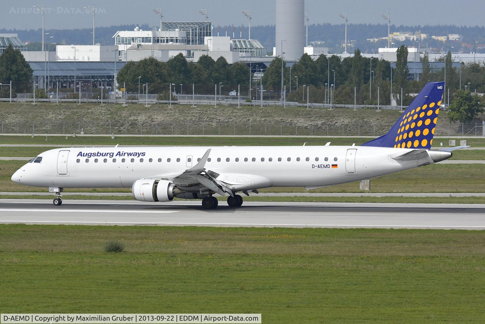 D-AEMD, 2009 Embraer 195LR (ERJ-190-200LR) C/N 19000305, Augsburg Airways