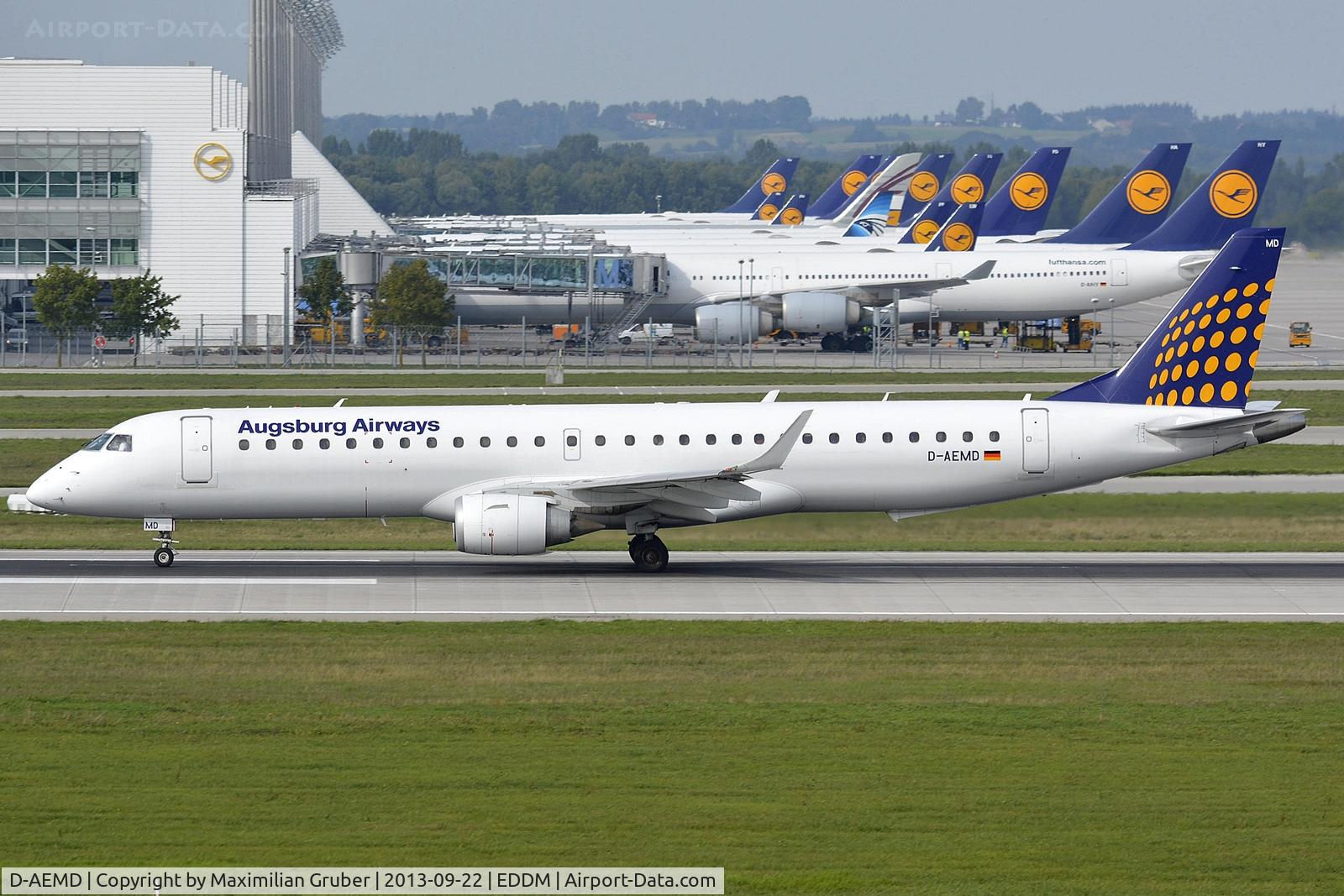 D-AEMD, 2009 Embraer 195LR (ERJ-190-200LR) C/N 19000305, Augsburg Airways