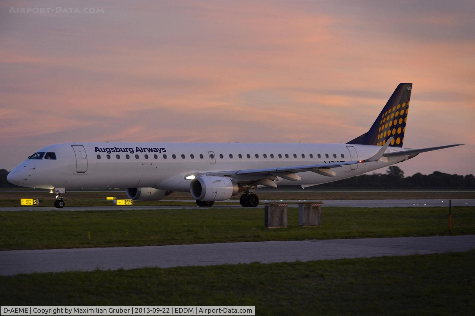 D-AEME, 2009 Embraer 195LR (ERJ-190-200LR) C/N 19000308, Augsburg Airways