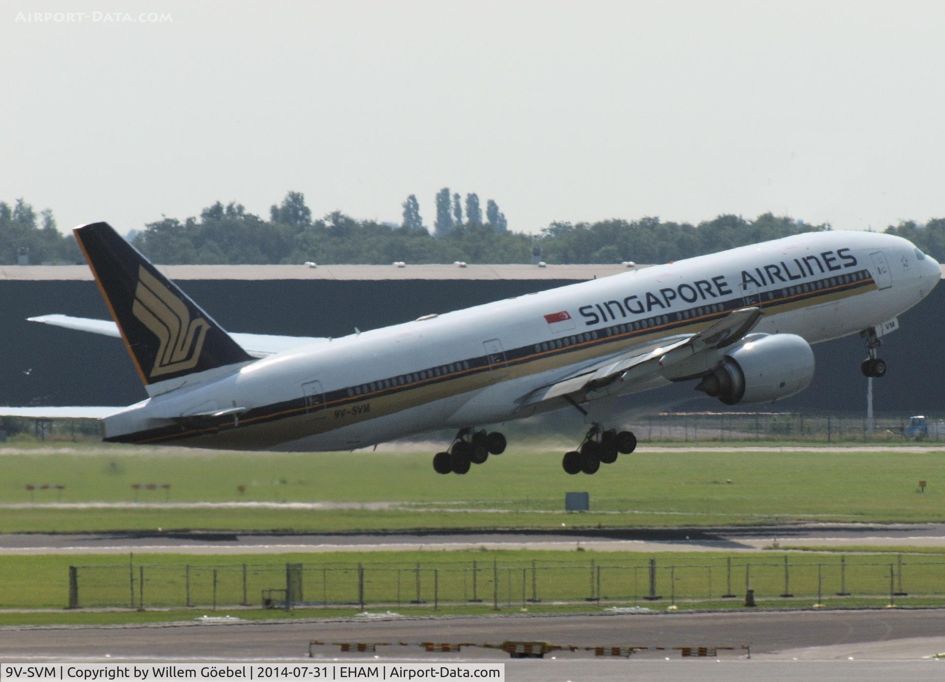 9V-SVM, 2003 Boeing 777-212/ER C/N 30874, Take off from runway 18L of Schiphol Airport