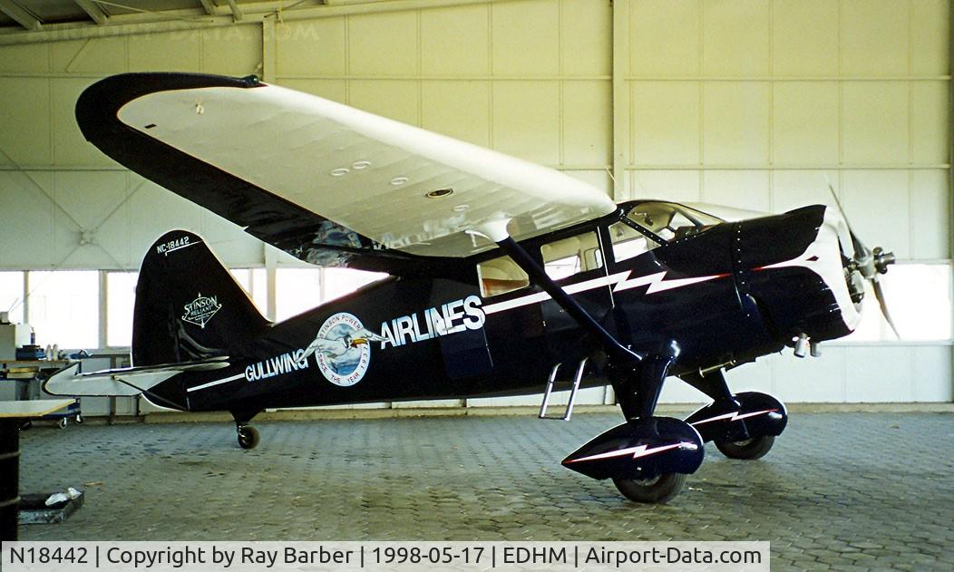 N18442, 1937 Stinson SR-9C Reliant C/N 5354, Stinson SR-9C Reliant [5354] Hartenholm~D 17/05/1998