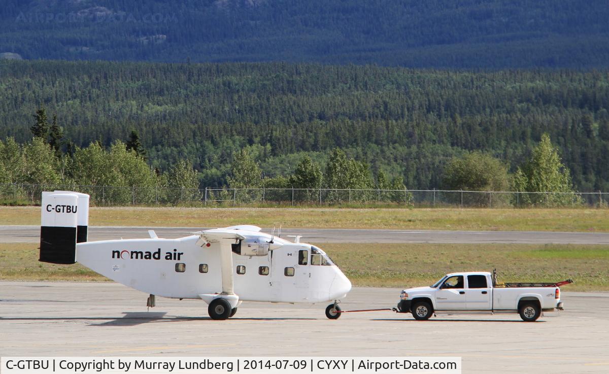 C-GTBU, 1967 Short SC-7 Skyvan 3 C/N SH.1844, Being towed back to the Nomad Air base at Whitehorse, Yukon.