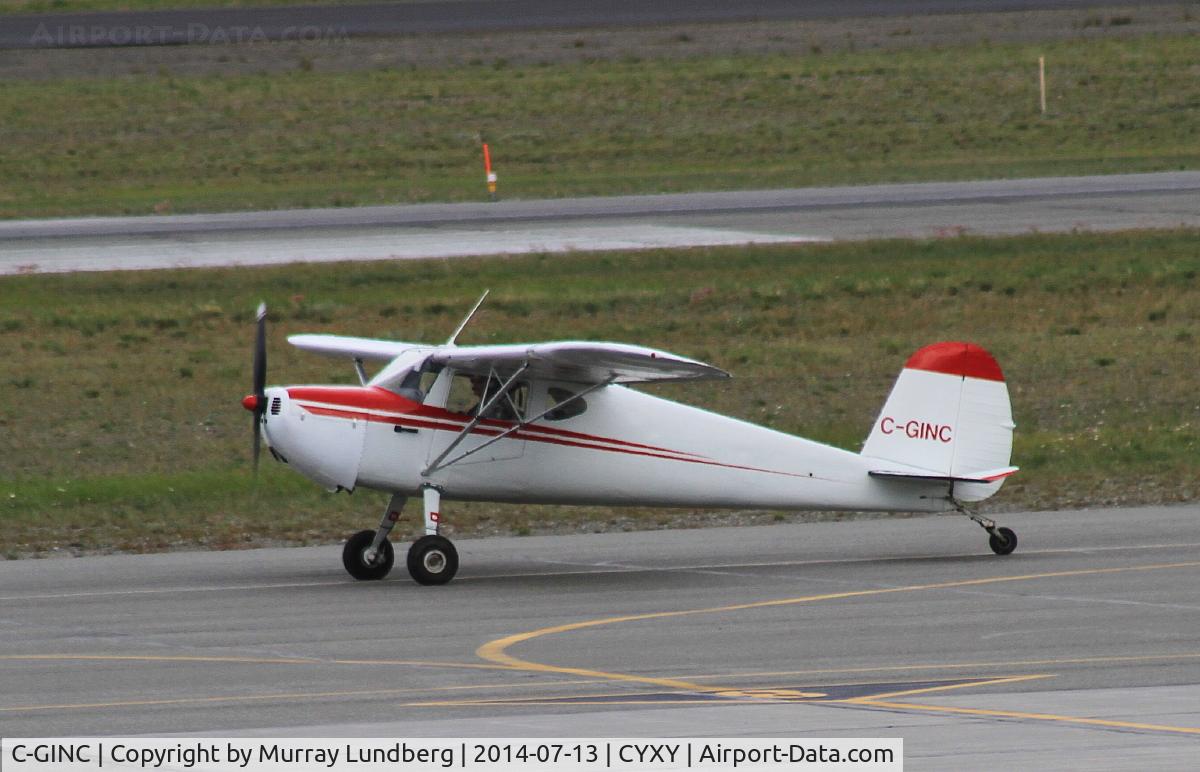 C-GINC, 1946 Cessna 140 C/N 8166, Taxiing to take off at Whitehorse, Yukon.