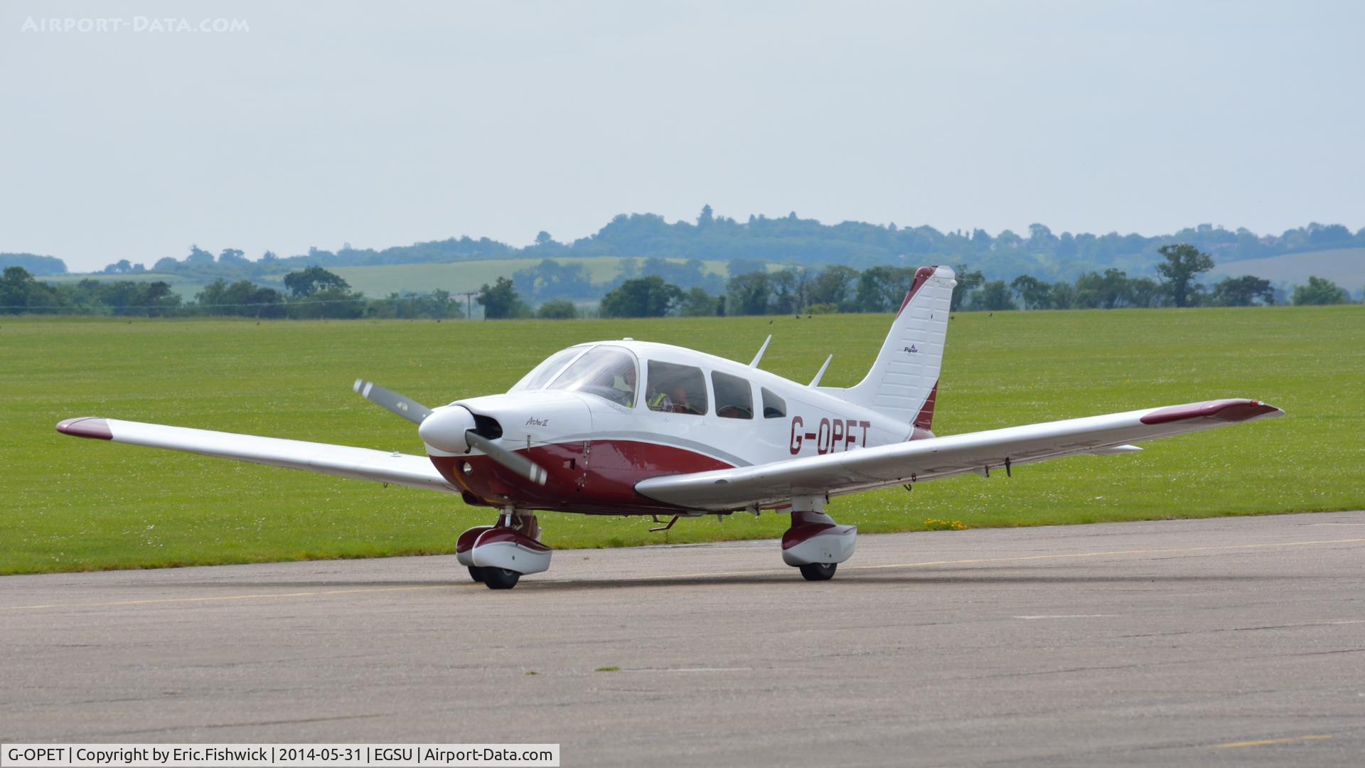 G-OPET, 1975 Piper PA-28-181 Cherokee Archer II C/N 28-7690067, 3. G-OPET arriving at Duxford Airfield.