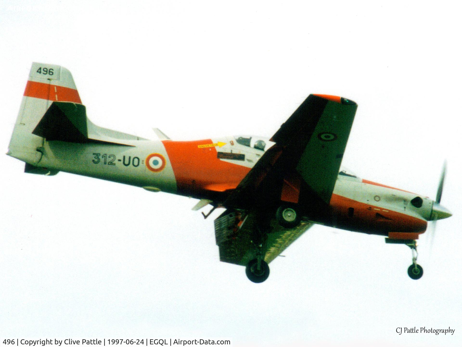 496, Embraer EMB-312F Tucano C/N 312496, Scanned from print. Caught landing at RAF Leuchars during a detachment in June 1997