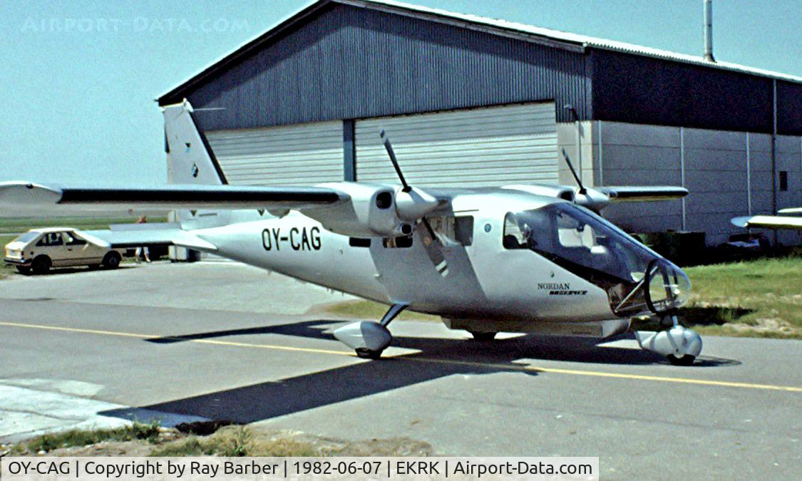 OY-CAG, 1981 Partenavia P-68 Observer C/N 243-03-0B, Partenavia P.68 Observer [243-03-08] Copenhagen-Roskilde~OY 07/06/1982. From a slide.