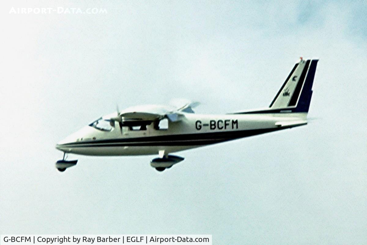 G-BCFM, 1974 Partenavia P-68B C/N 19, Partenavia P.68B Victor [19] Farnborough~G 08/09/1974. From a slide.