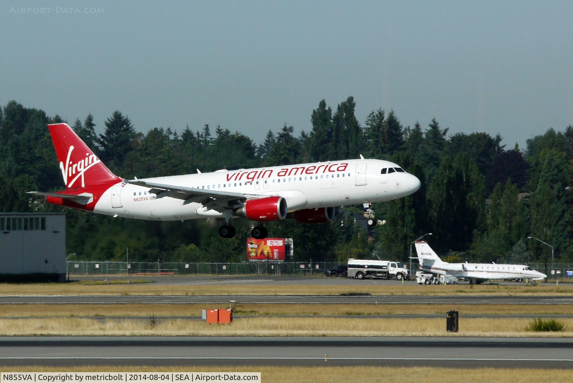 N855VA, 2012 Airbus A320-214 C/N 5179, Arrival at SeaTac