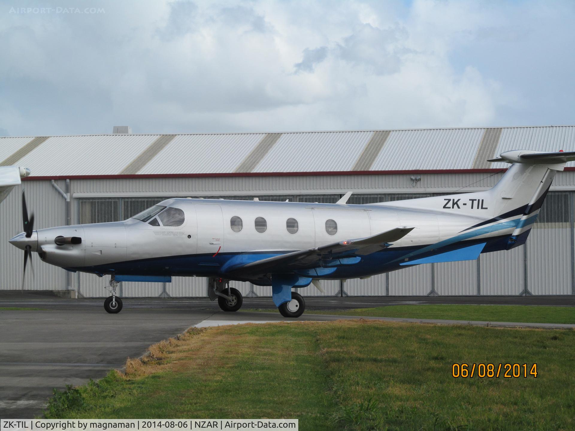 ZK-TIL, 2007 Pilatus PC-12/47 C/N 837, just landed at Ardmore