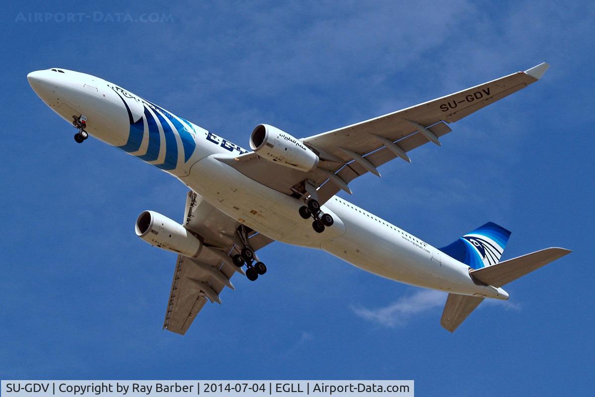 SU-GDV, 2011 Airbus A330-343X C/N 1246, Airbus A330-343X [1246] (EgyptAir) Home~G 04/07/2014. On approach 27R.