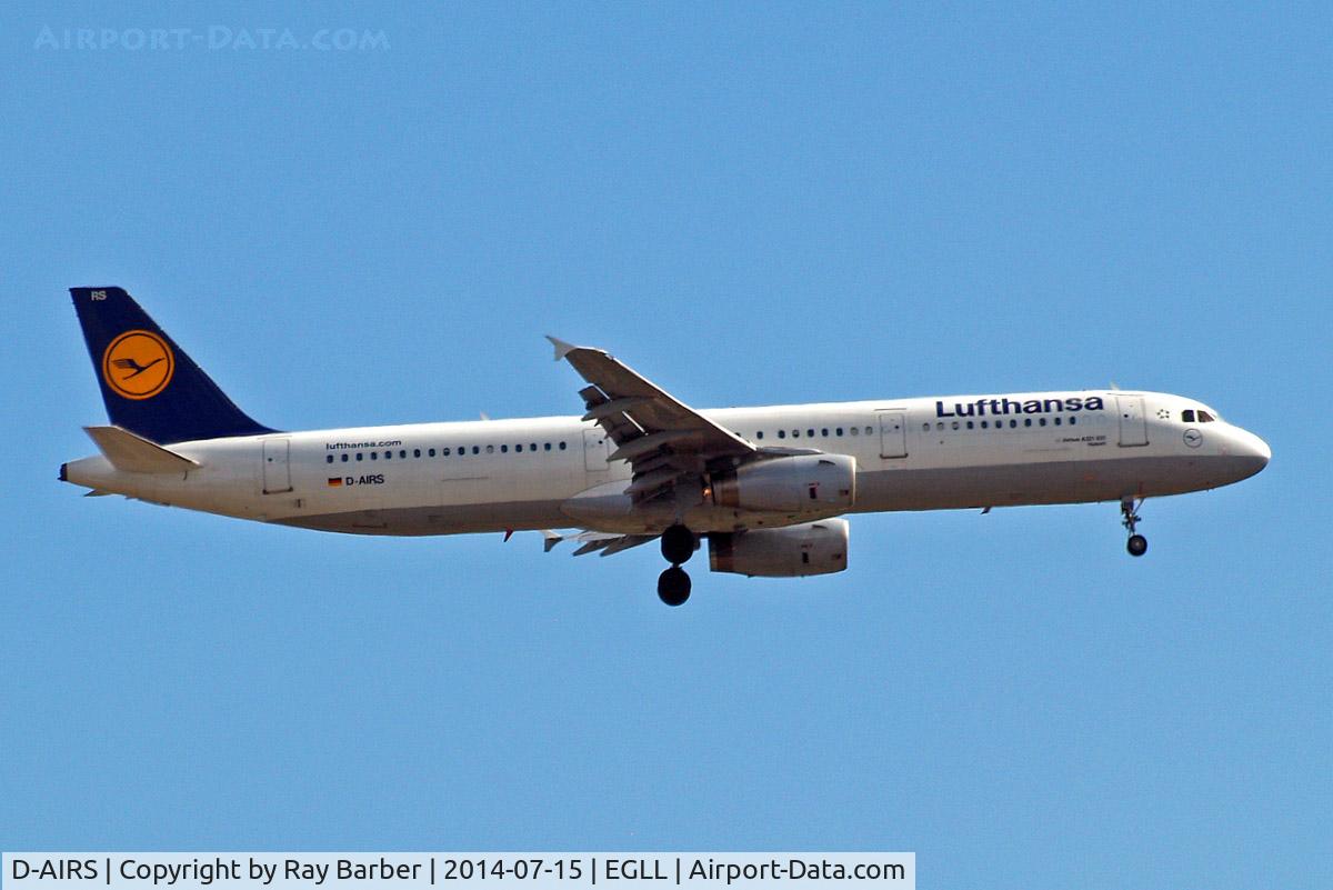 D-AIRS, 1996 Airbus A321-131 C/N 0595, Airbus A321-131 [0595] (Lufthansa) Home~G 15/07/2014. On approach 27L
