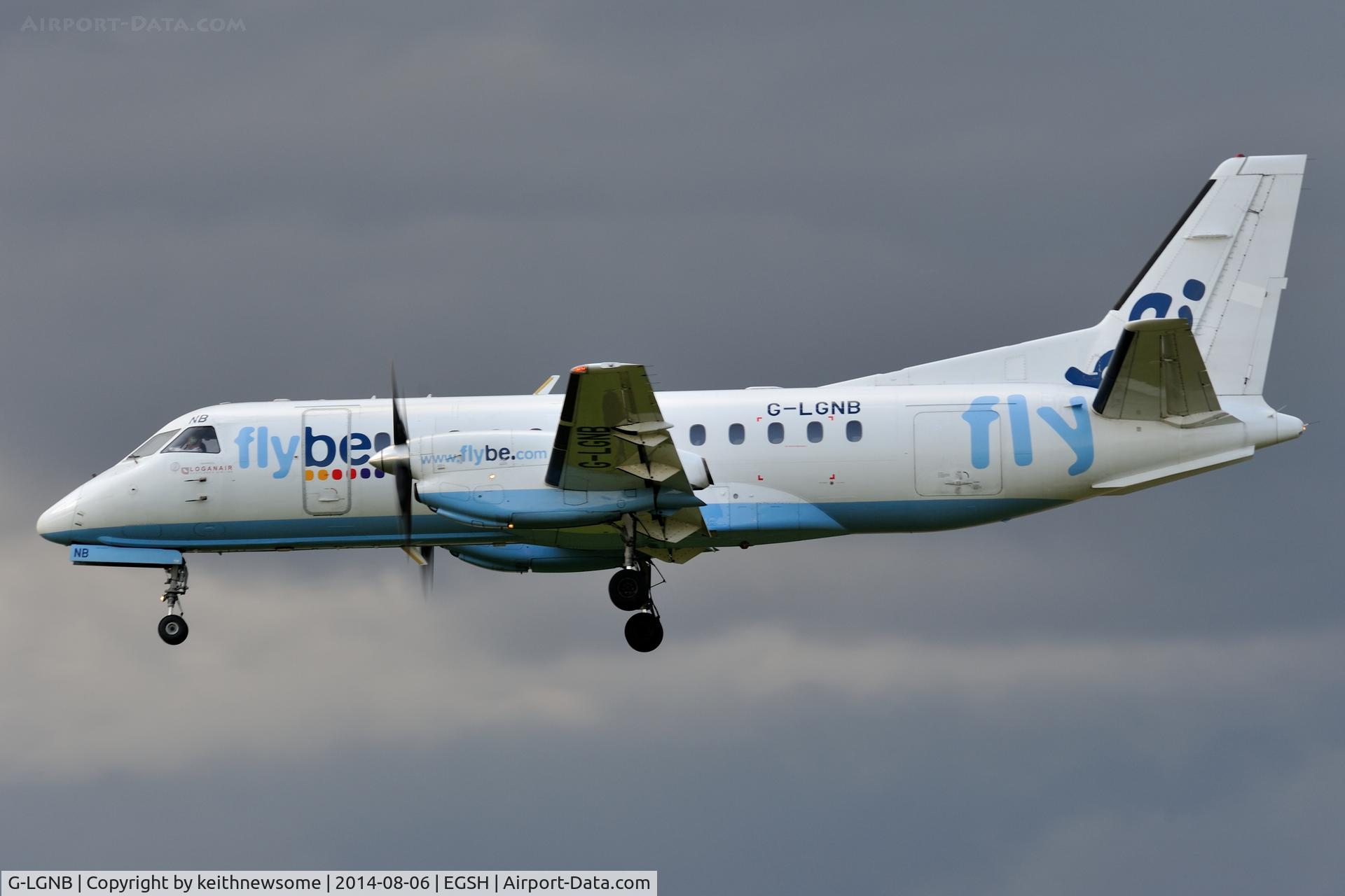 G-LGNB, 1990 Saab SF340B C/N 340B-216, Landing with storm brewing.