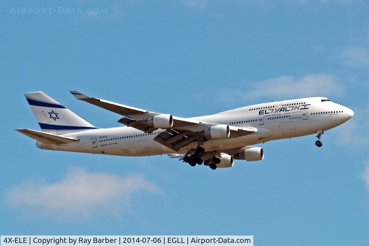 4X-ELE, 1994 Boeing 747-412 C/N 26551, Boeing 747-412 [26551] (El Al Israel Airlines) Home~G 06/07/2014. On approach 27L.