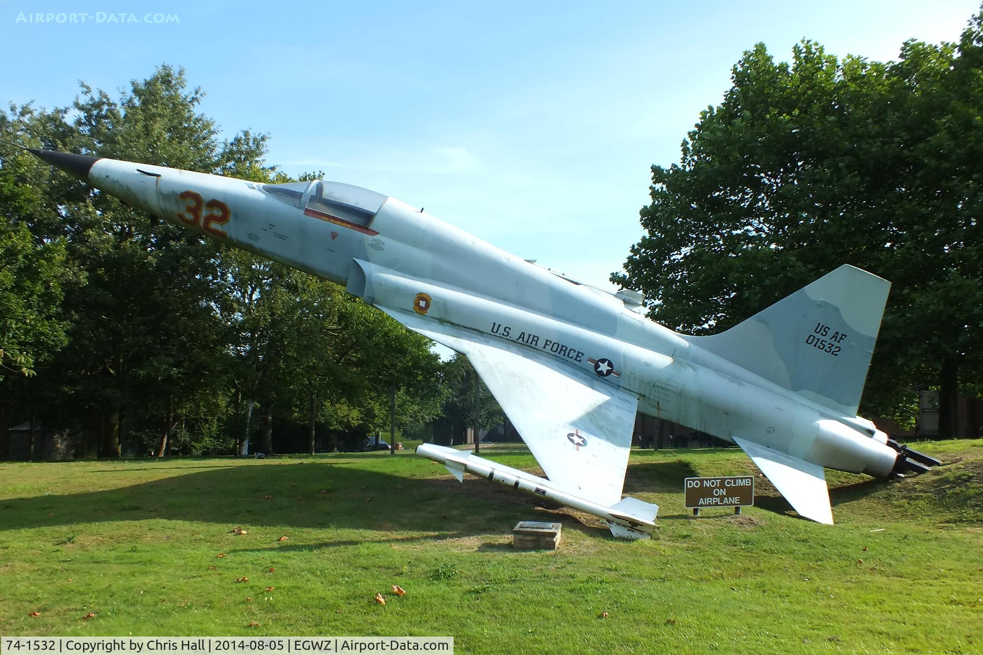74-1532, Northrop F-5E Tiger II (replica) C/N None, full scale replica painted to represent 74-1532 of the 527 Tactical Fighter Training Aggressor Squadron which was based at Alconbury during the early 1980's
