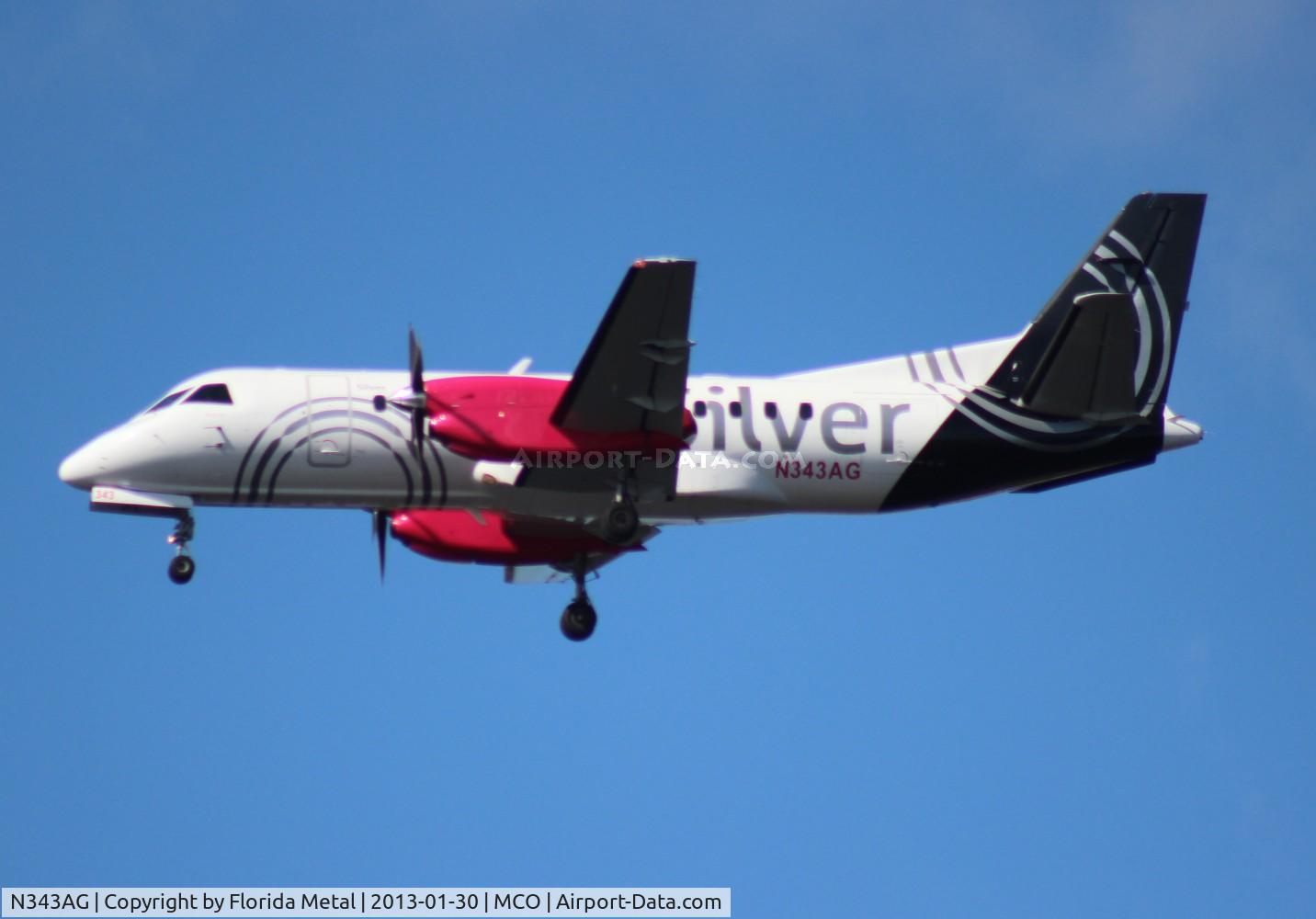 N343AG, 1998 Saab 340B C/N 340B-443, Silver Saab 340