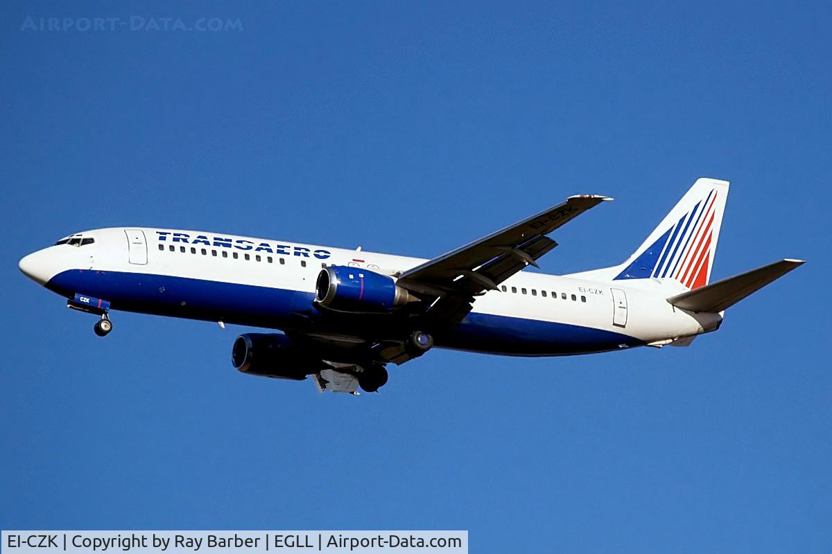 EI-CZK, 1989 Boeing 737-4YO C/N 24519, Boeing 737-4Y0 [24519] (Transaero Airlines) Home~G 29/12/2007. On approach 27R.