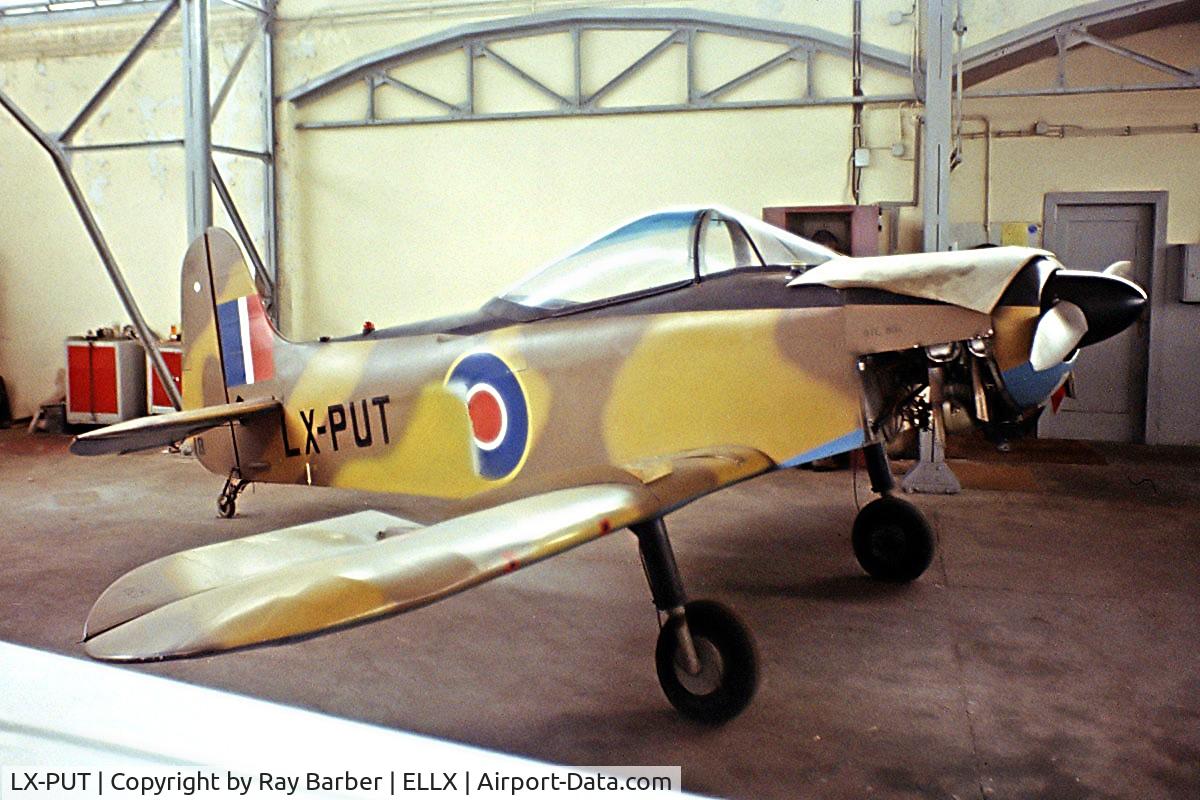 LX-PUT, Jurca MJ-2E Tempete C/N 18, Jurca MJ.2E Tempete [18] Luxembourg-Findel~LX 13/09/1981. From a slide.