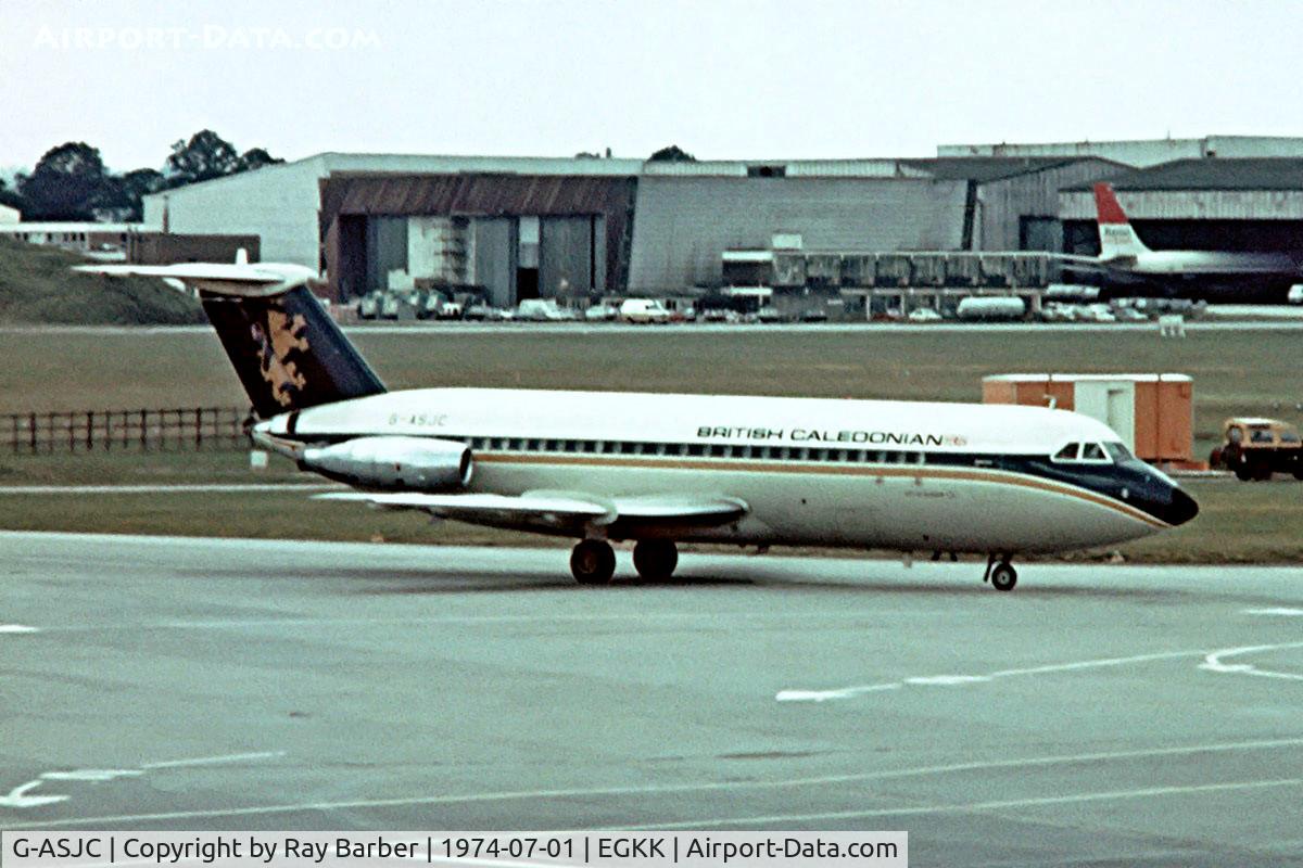 G-ASJC, 1964 BAC 111-201AC One-Eleven C/N BAC.007, BAC 1-11 201AC One-Eleven [007] (British Caledonian) Gatwick~G 01/07/1974. From a slide.