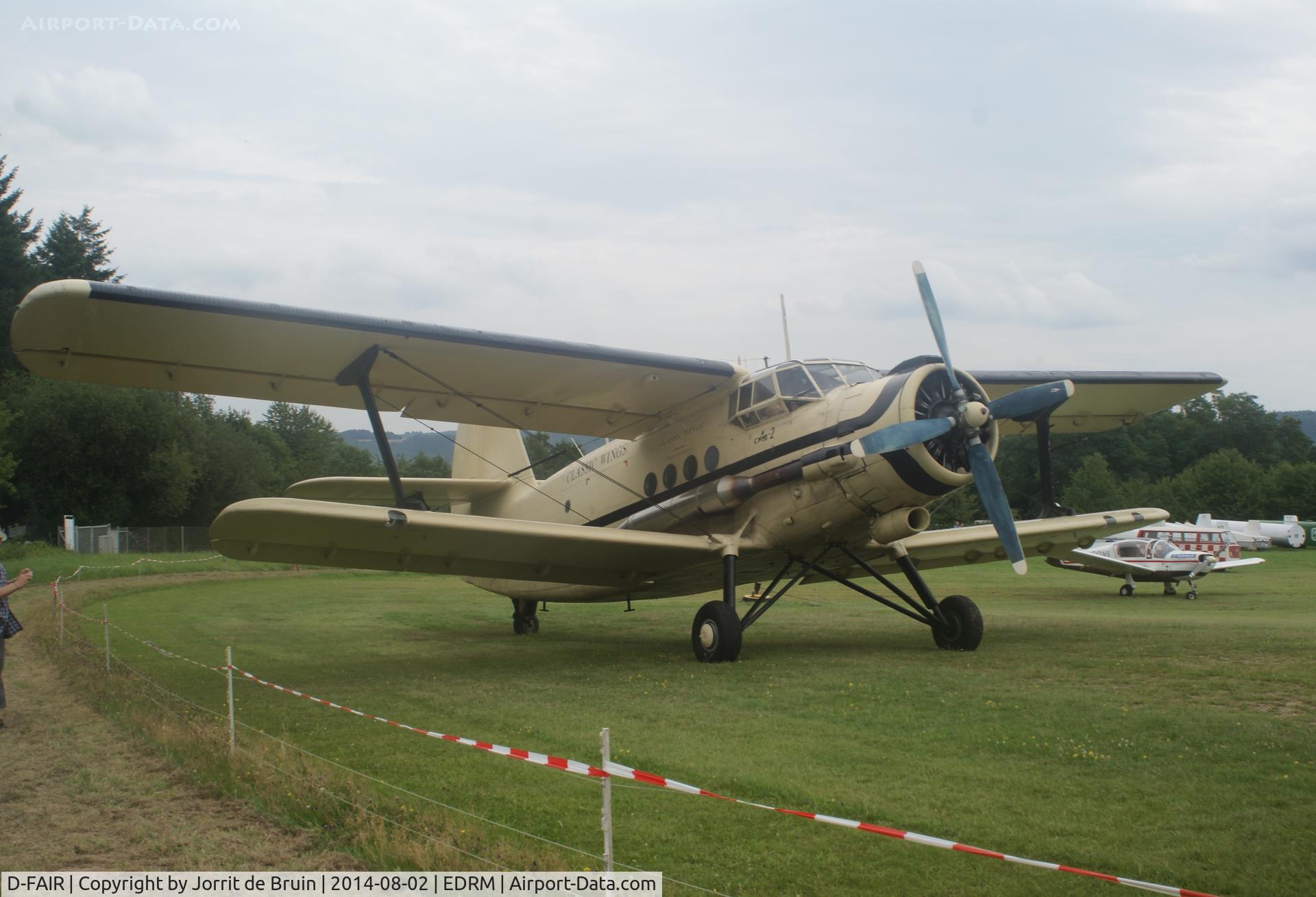 D-FAIR, 1956 Antonov An-2 C/N 172(473)05/1G17205, Während des Flugplatzfest auf dem Mont-Royal Traben-Trarbach Flugplatz. - During the Flugplatzfest on the Mont-Royal Traben-Trarbach airport.