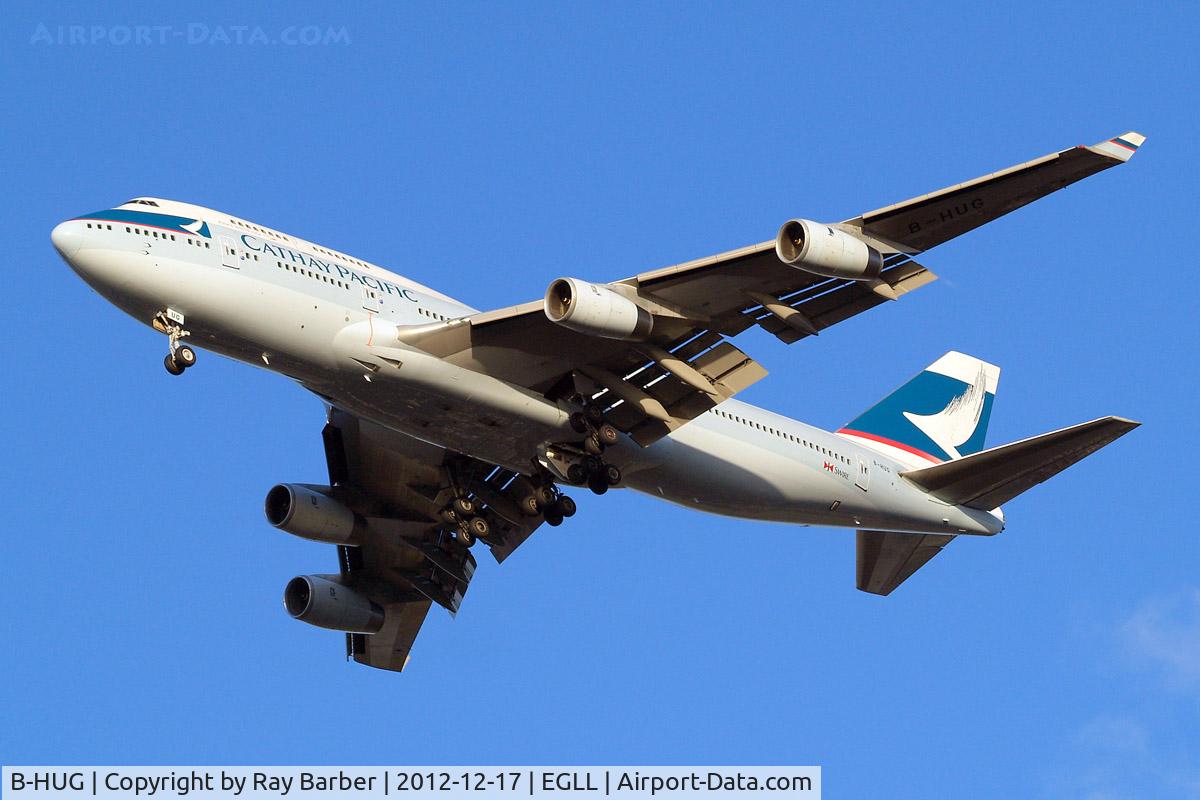 B-HUG, 1993 Boeing 747-467 C/N 25870, Boeing 747-467 [25870] (Cathay Pacific) Home~G 17/12/2012. On approach 27R.