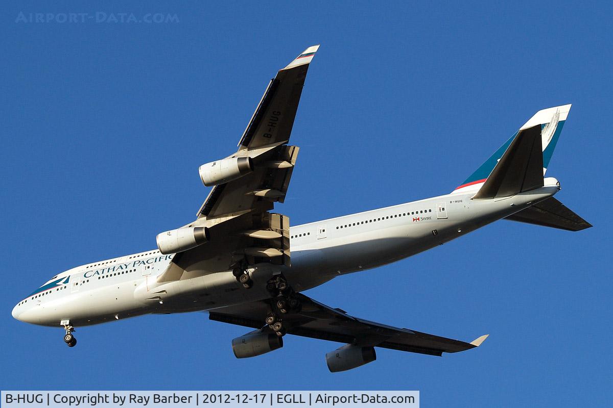 B-HUG, 1993 Boeing 747-467 C/N 25870, Boeing 747-467 [25870] (Cathay Pacific) Home~G 17/12/2012. On approach 27R.