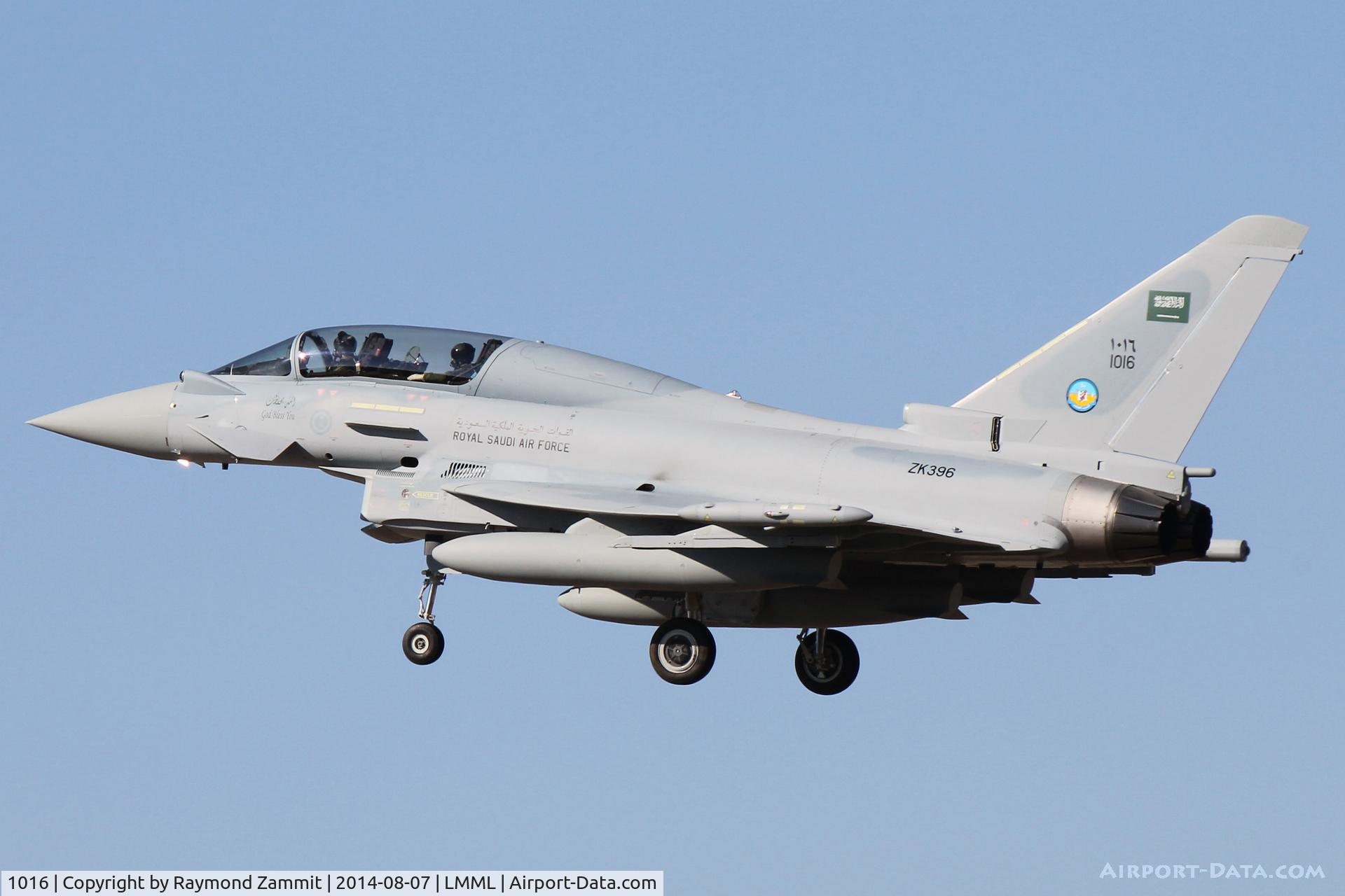 1016, 2014 Eurofighter EF-2000 Typhoon T.3 C/N 427/CT015, Eurofighter FGR4 1016 (ZK396) Royal Saudi Air Force passed through Malta on delivery flight to Saudi Arabia from Warton UK.