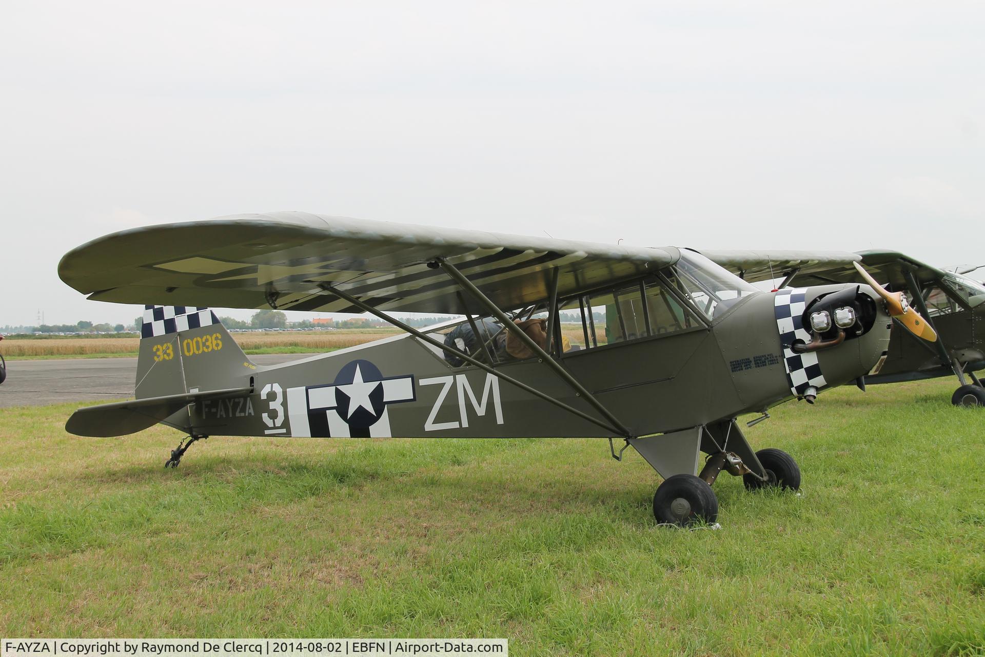 F-AYZA, 1943 Piper L-4H Grasshopper (J3C-65D) C/N 11327, Koksijde Fly-in 2-8-2014