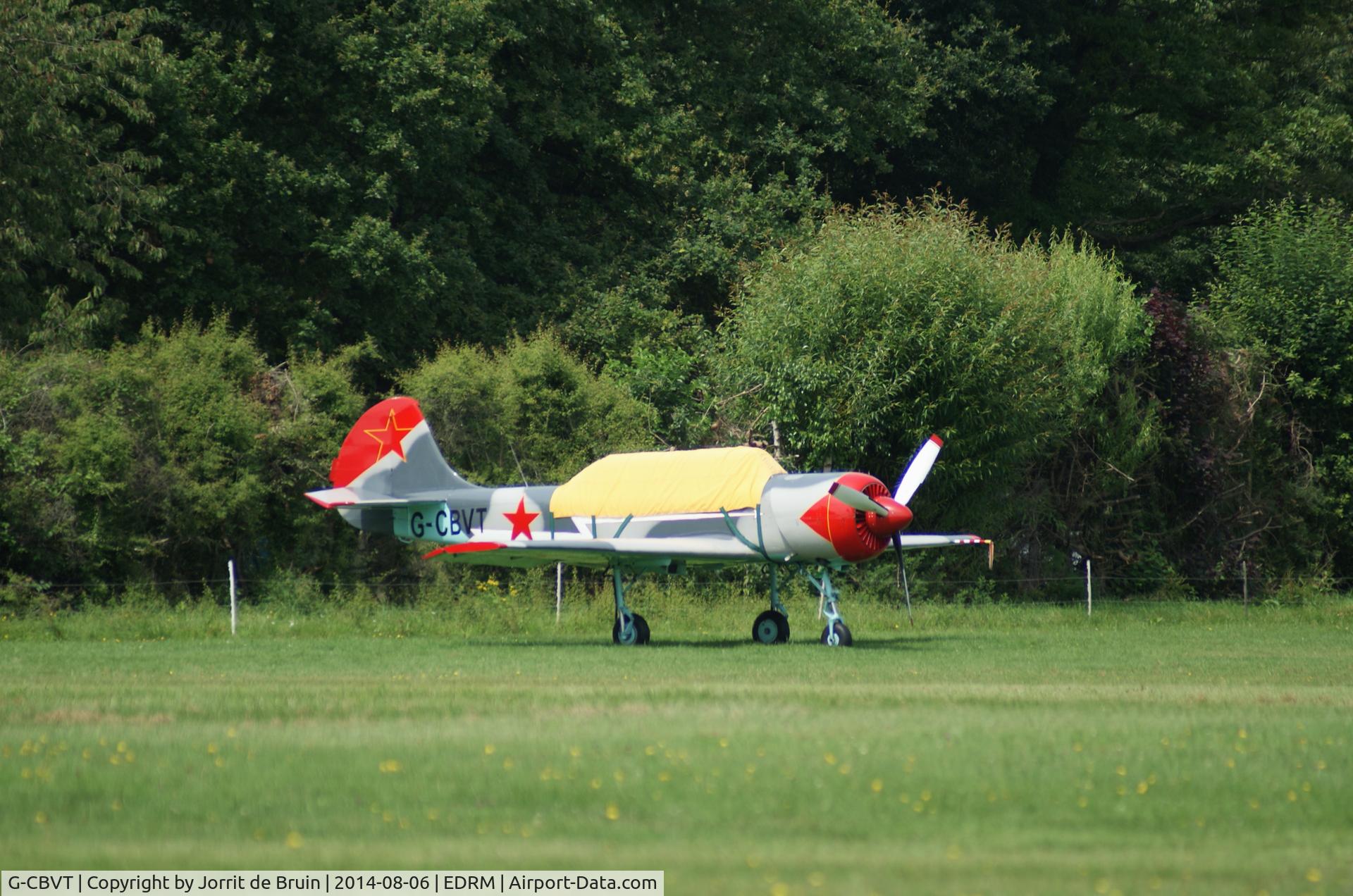 G-CBVT, 1989 Bacau Yak-52 C/N 9010305, Resting at Mont-Royal Traben-Trarbach's apron.