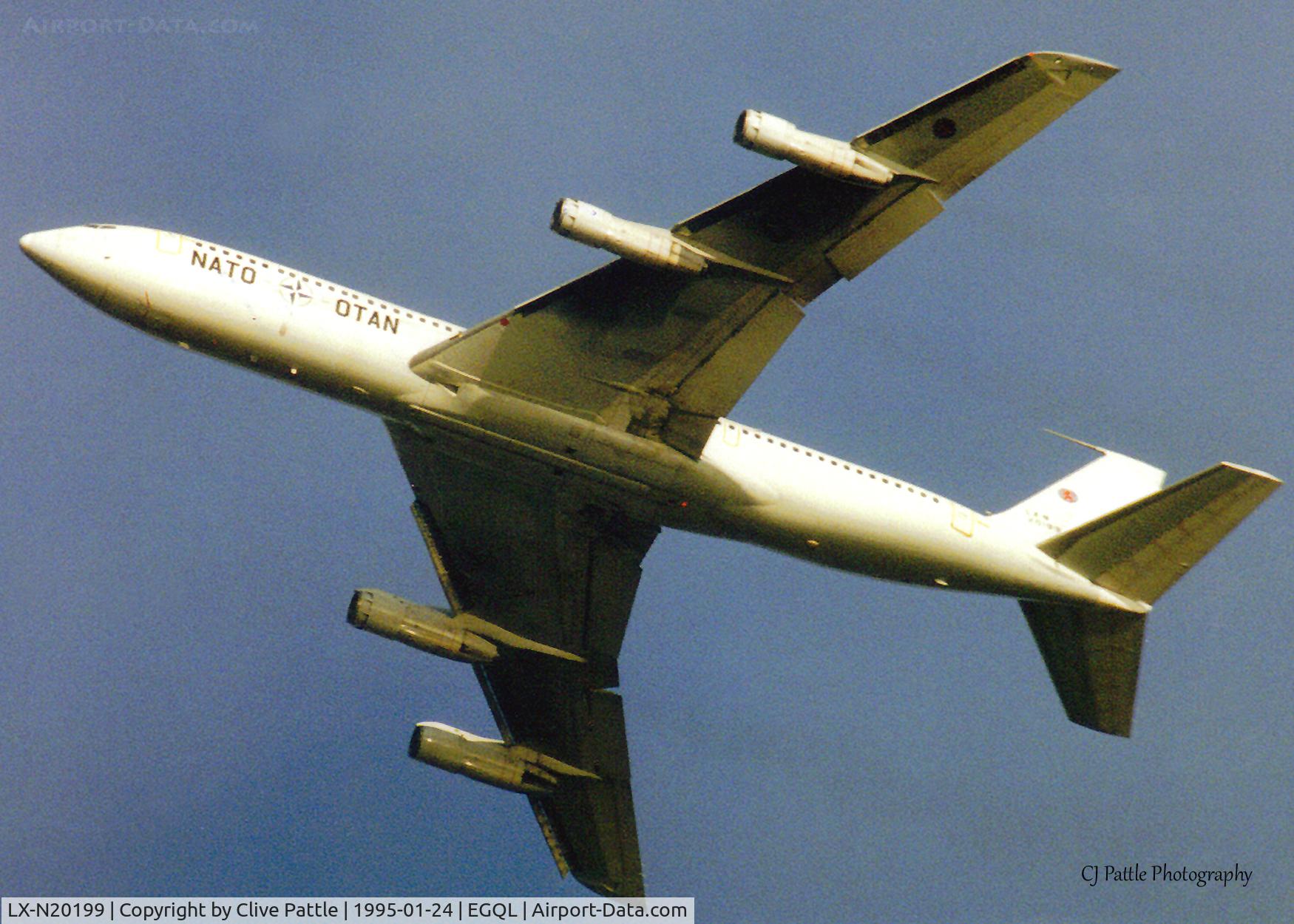 LX-N20199, 1969 Boeing 707-329C C/N 20199, Scanned from print, sorry for mediocre quality, pictured doing touch and go circuits at RAF Leuchars, Jan '95
