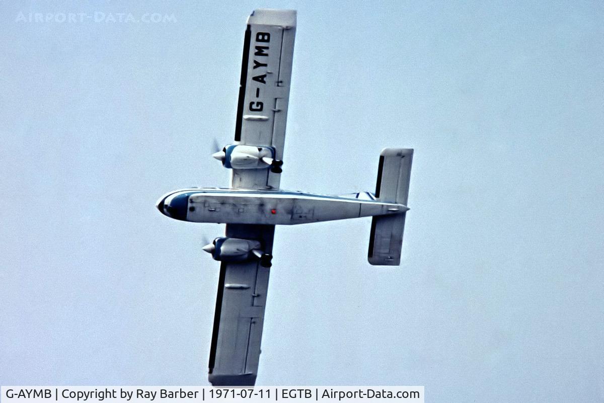 G-AYMB, 1970 Britten-Norman BN-2A-6 Islander C/N 200, Britten-Norman BN-2-A6 Islander [0200] (Britten-Norman) Booker~G 11/07/1971. From a slide.