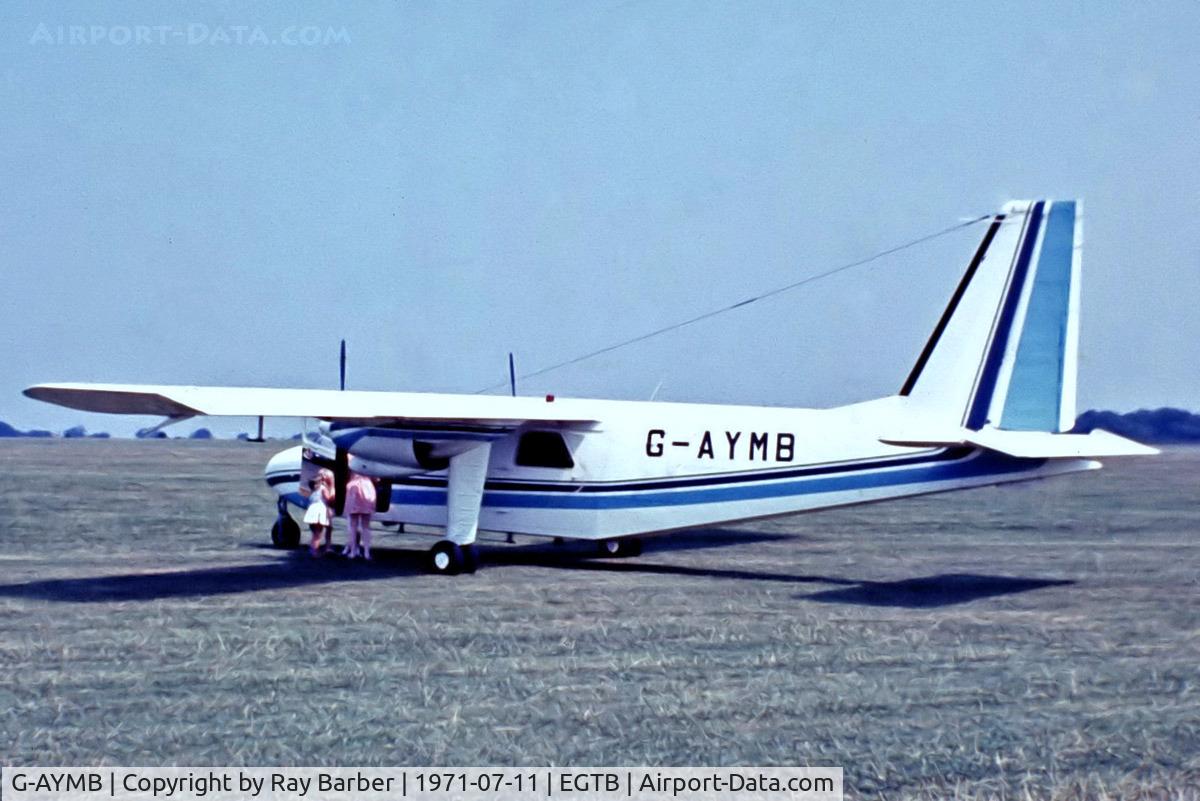 G-AYMB, 1970 Britten-Norman BN-2A-6 Islander C/N 200, Britten-Norman BN-2-A6 Islander [0200] (Britten-Norman) Booker~G 11/07/1971. From a slide.