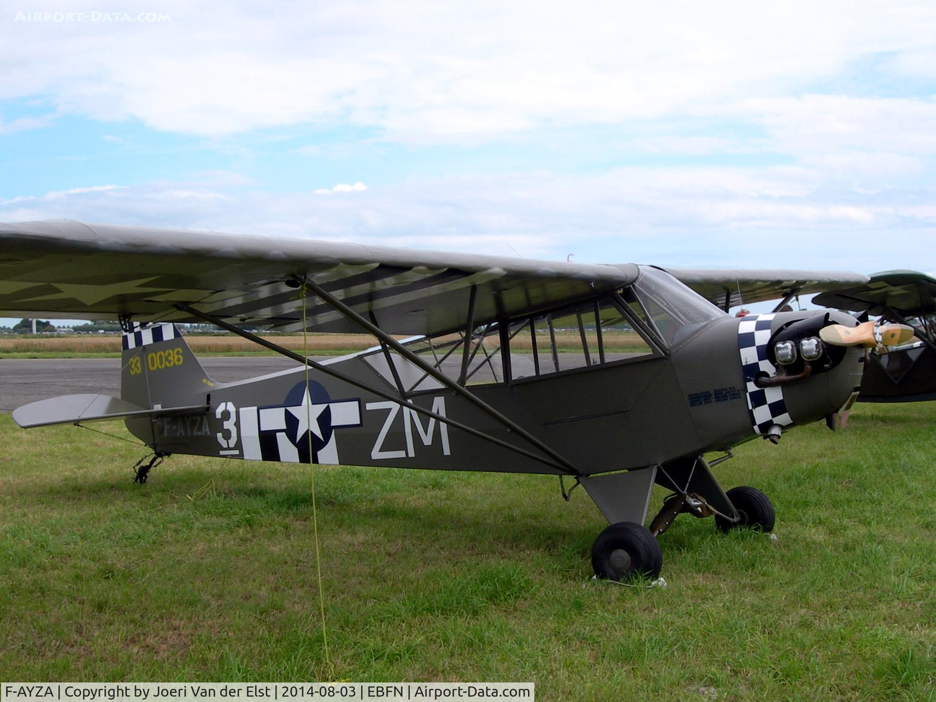 F-AYZA, 1943 Piper L-4H Grasshopper (J3C-65D) C/N 11327, Fly-in Koksijde 2014