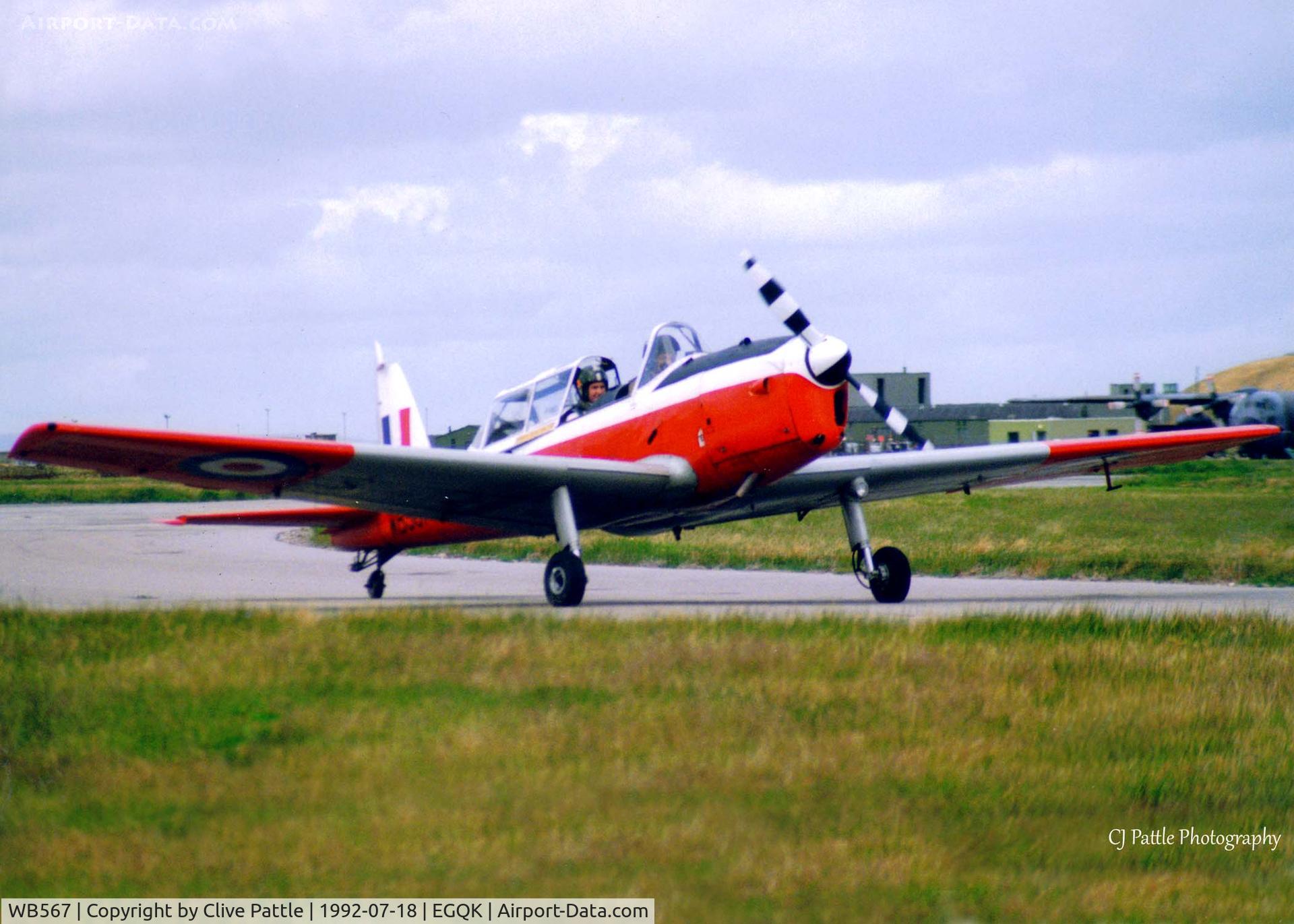 WB567, 1950 De Havilland DHC-1 Chipmunk T.10 C/N C1/0019, Scanned from a print, Chipmunk T.10 WB567 of 12 AEF taxies back to the apron with a Cadet passenger on Air Experience flying detachment to RAF Kinloss for Summer Camp