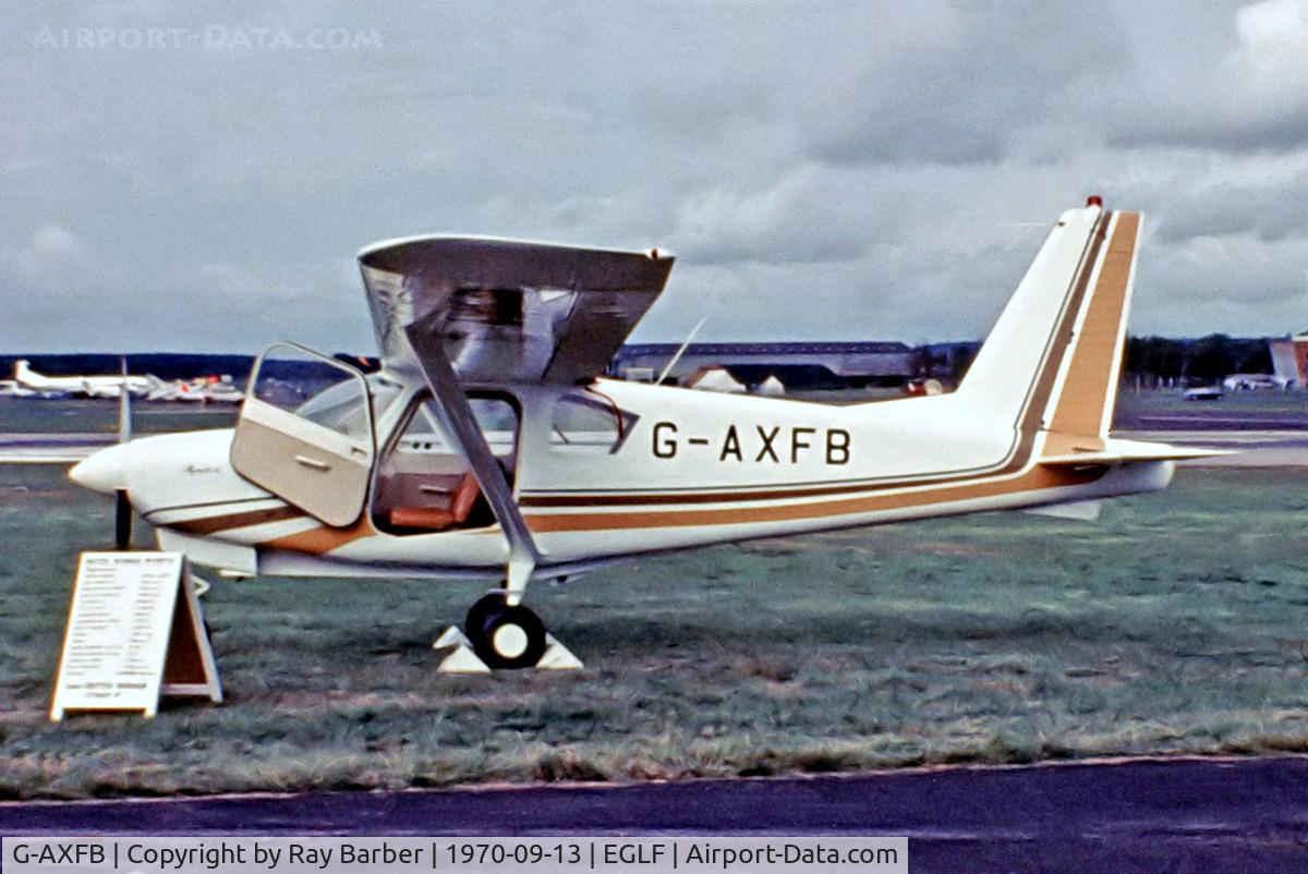 G-AXFB, 1969 Britten-Norman BN-3 Nymph 115 C/N 5001, Britten-Norman BN-3 115 Nymph [5001] Farnborough~G 13/09/1970 From a slide.