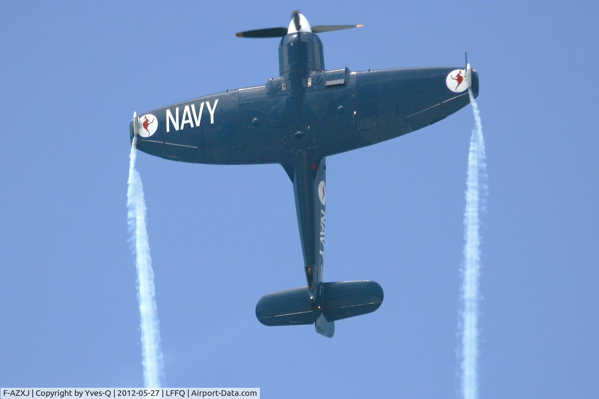 F-AZXJ, 1949 Hawker Sea Fury FB.11 C/N 37733, Hawker Sea Fury FB MK11, La Ferté Alais Airfield (LFFQ) Air Show (Le Temps Des Hélices) in may 2012