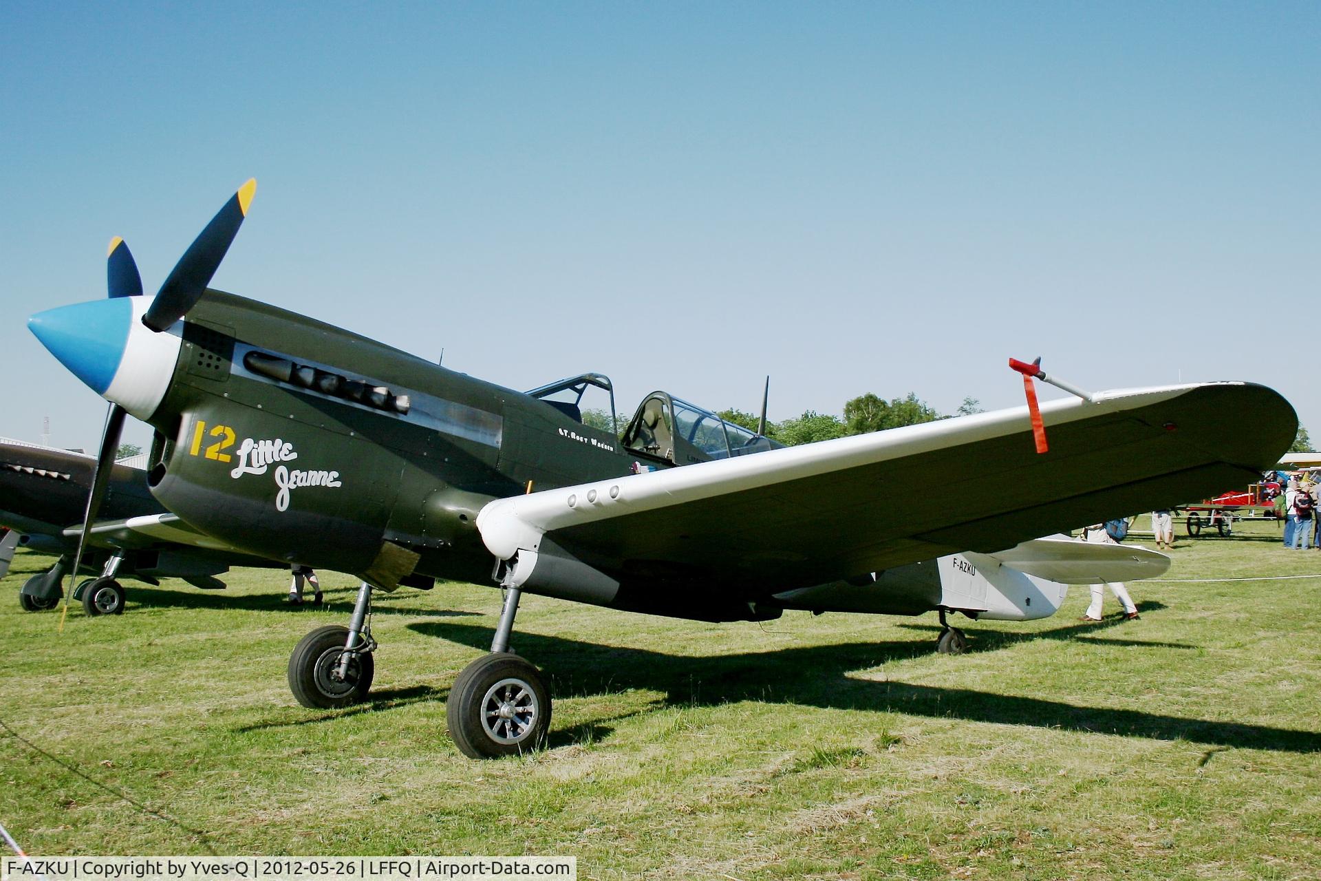 F-AZKU, 1942 Curtiss P-40N Warhawk C/N 29677, Curtiss P-40N Warhawk, La Ferté-Alais Airfield (LFFQ) Air Show (Le Temps Des Hélices) in may 2012