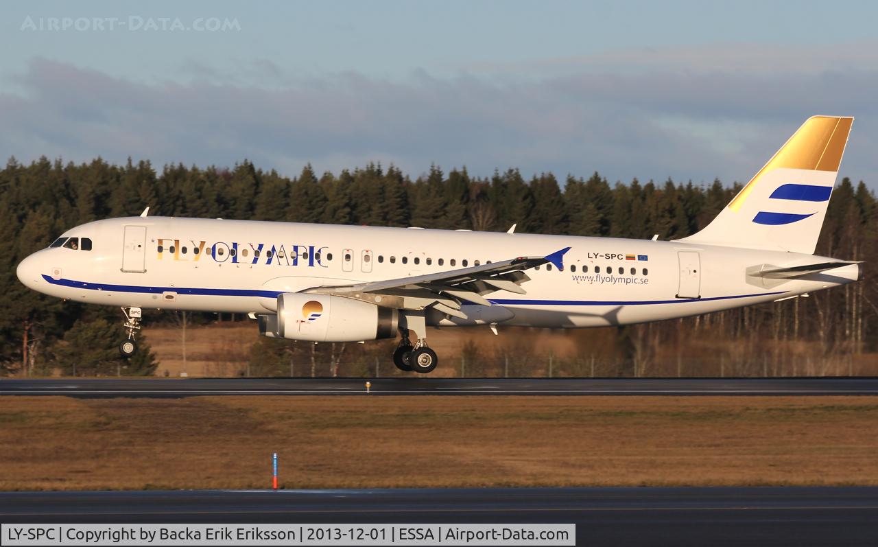 LY-SPC, 1994 Airbus A320-231 C/N 415, Landing on rwy 26 after a flight from Gothenburg Landvetter.