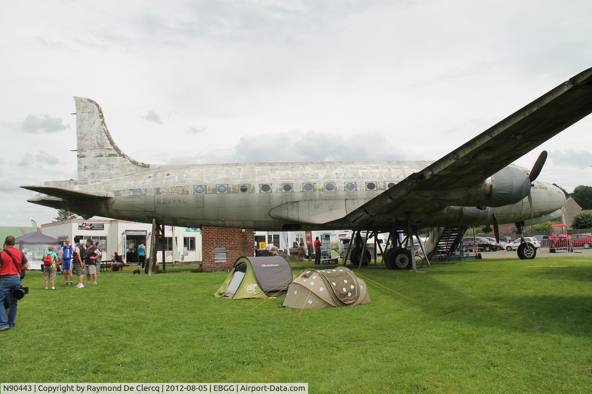 N90443, 1946 Douglas C-54A Skymaster (DC-4) C/N 10352, At Overboelare- Geraardsbergen as eye-catcher for more than 30 years
ex  Trans Atlantic Airlines.