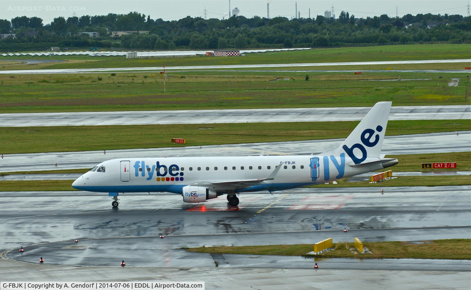 G-FBJK, 2012 Embraer 175STD (ERJ-170-200) C/N 17000359, FlyBE, is here taxiing to the gate at Düsseldorf Int'l(EDDL)