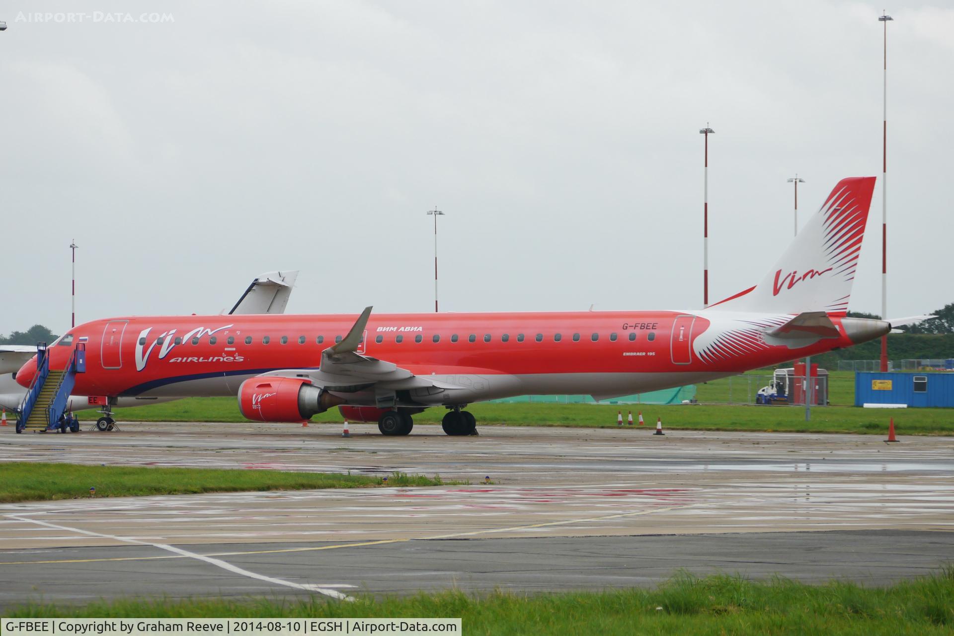 G-FBEE, 2007 Embraer 195LR (ERJ-190-200LR) C/N 19000093, Recently re-sprayed into the colours of VIM-Avia.