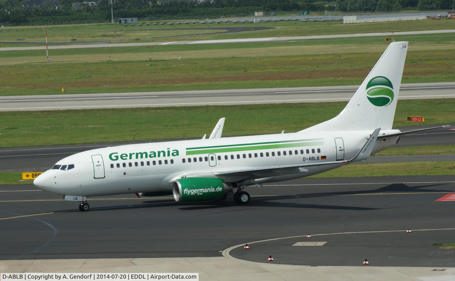 D-ABLB, 2008 Boeing 737-76J C/N 36115, Germania, seen here taxiing at Düsseldorf Int'l(EDDL)