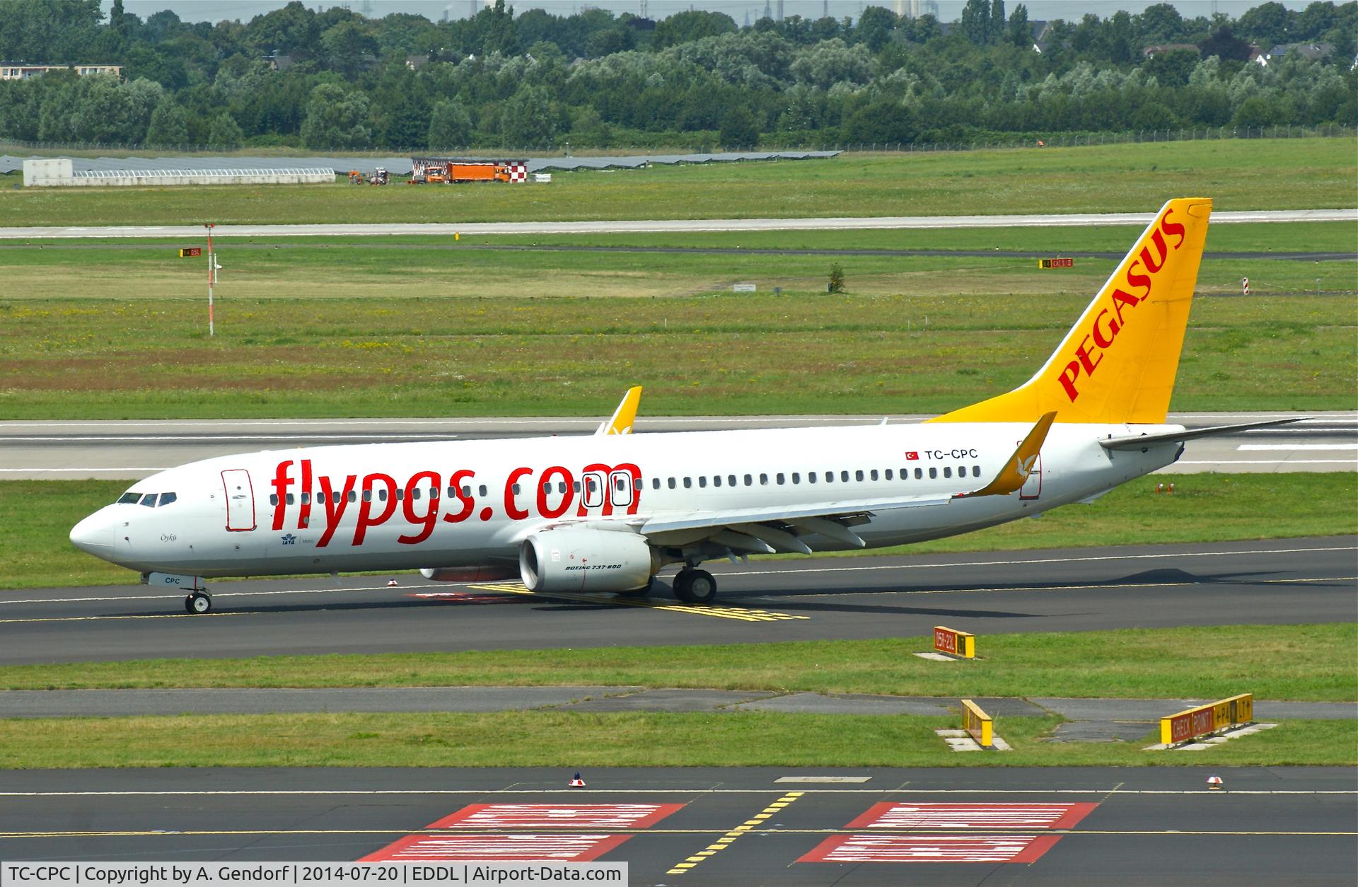 TC-CPC, 2012 Boeing 737-82R C/N 40878, Pegasus, is here taxiing at Düsseldorf Int'l(EDDL)
