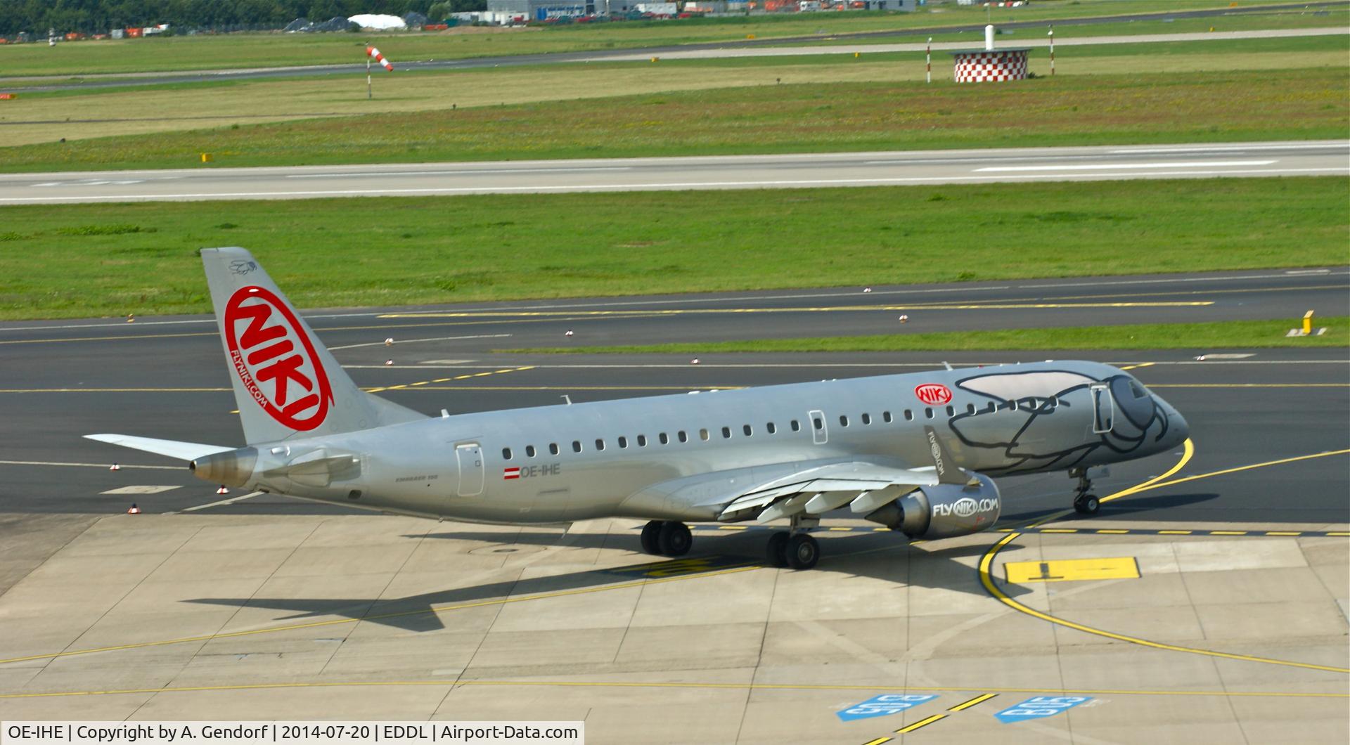 OE-IHE, 2010 Embraer 190LR (ERJ-190-100LR) C/N 19000387, Niki, is here taxiing to the Runway at Düsseldorf Int'l(EDDL)
